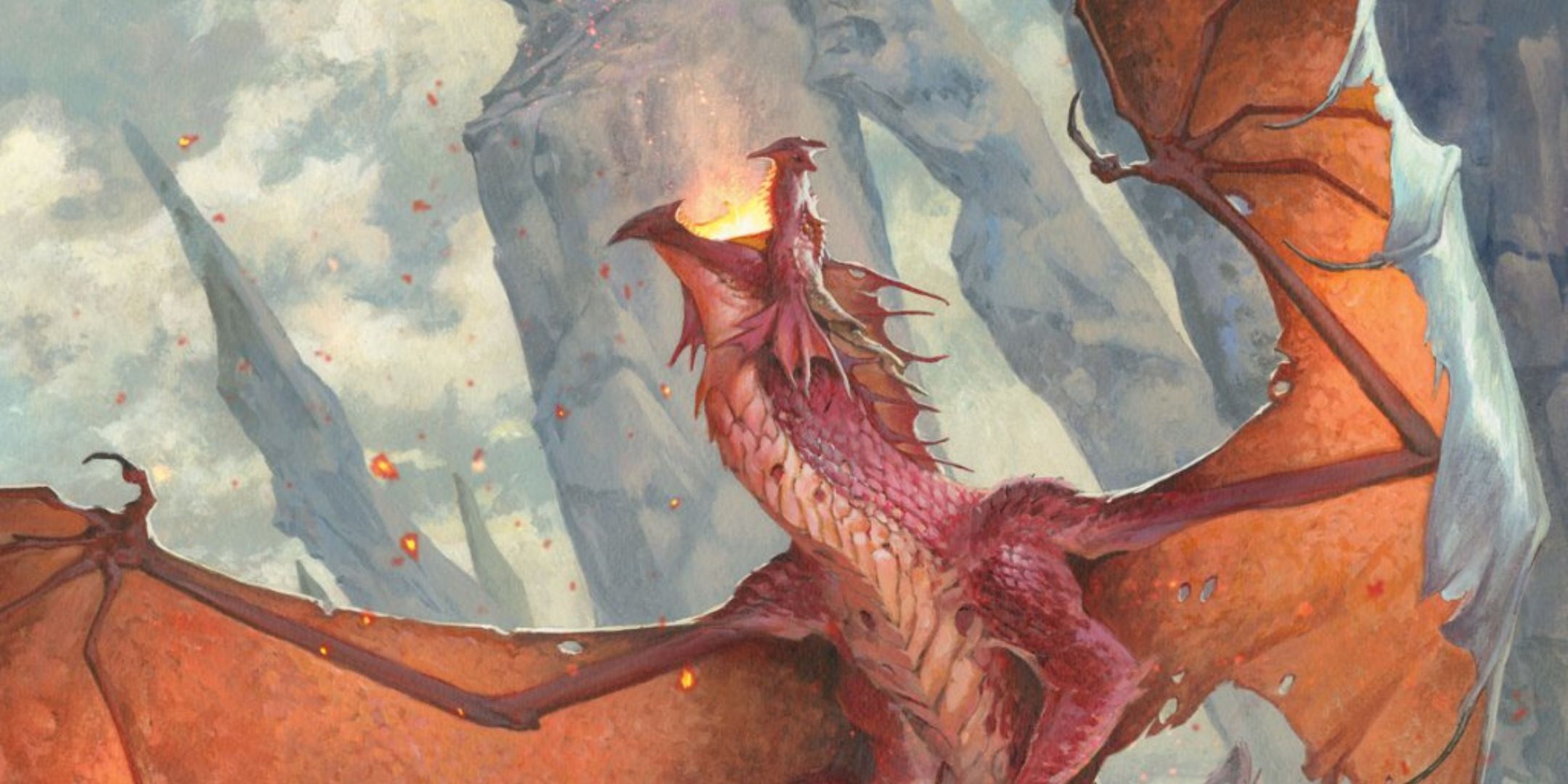 An ancient red dragon primes its fire breath in Dungeons & Dragons.