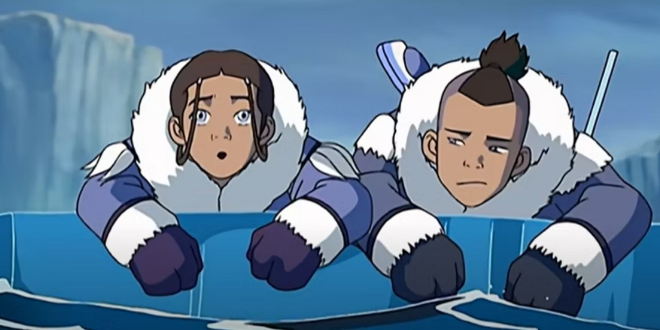 Katara and Sokka on an iceberg in Avatar: The Last Airbender.