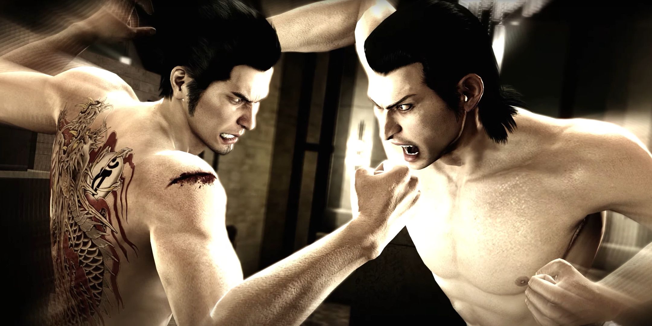 Kiryu and Nishikyama about the hit each other in the head at the same time