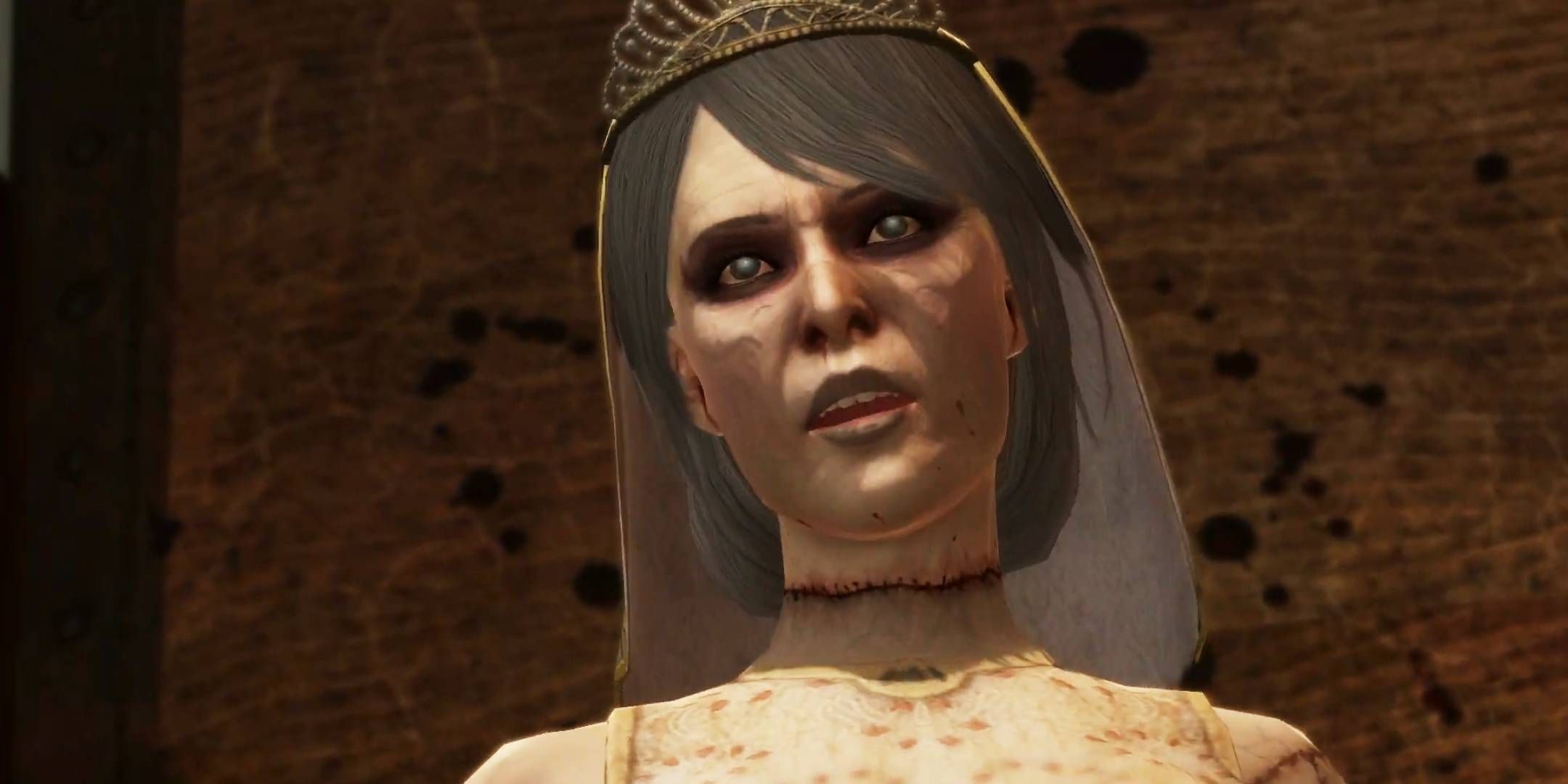 Leandra Hawke Amell as a reanimated corpse in the quest All That Remains from Dragon Age 2