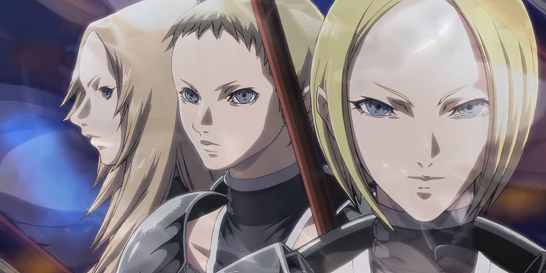 The two main characters of Claymore stand next to each other at the beginning of the show.