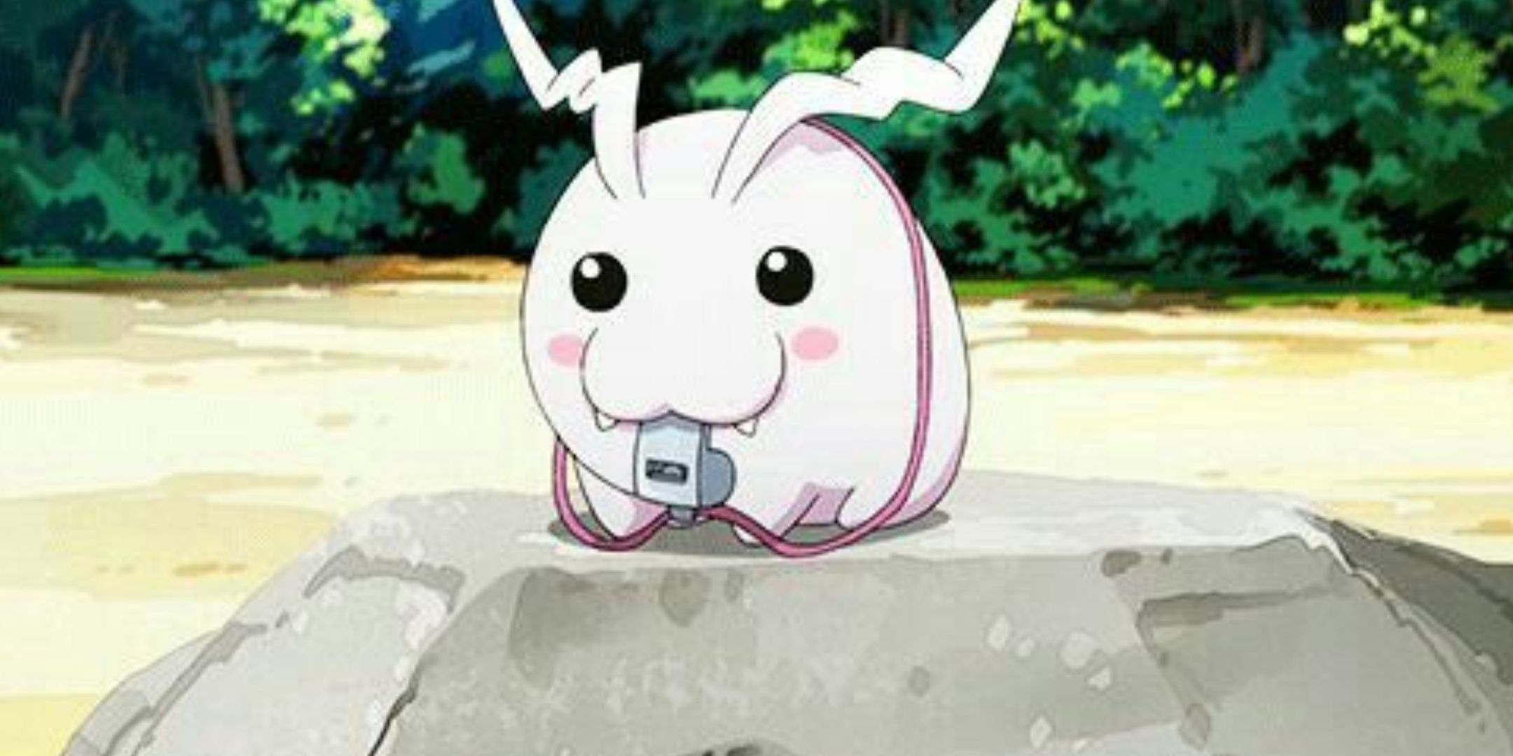 Tokomon holding a whistle in its mouth in the Digimon anime.