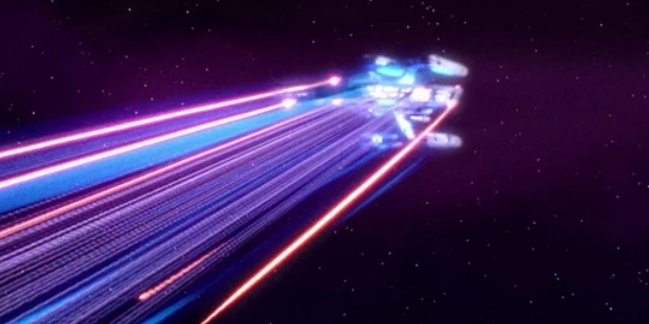The USS Stargazer travelling at Warp Speed in Star Trek.