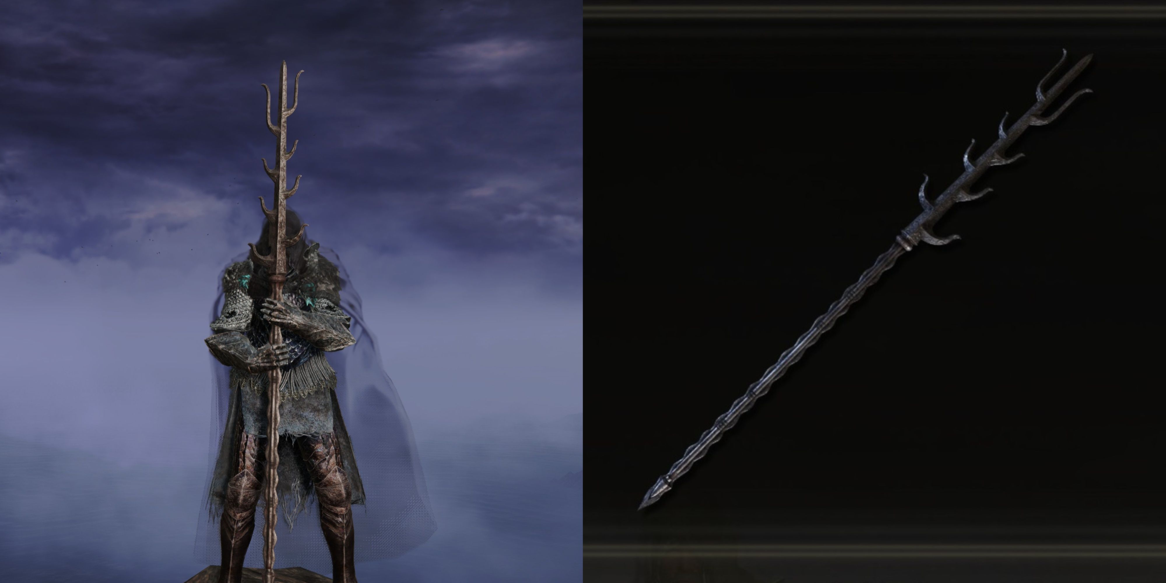 Elden Ring Tarnished holding the Death Ritual Spear.