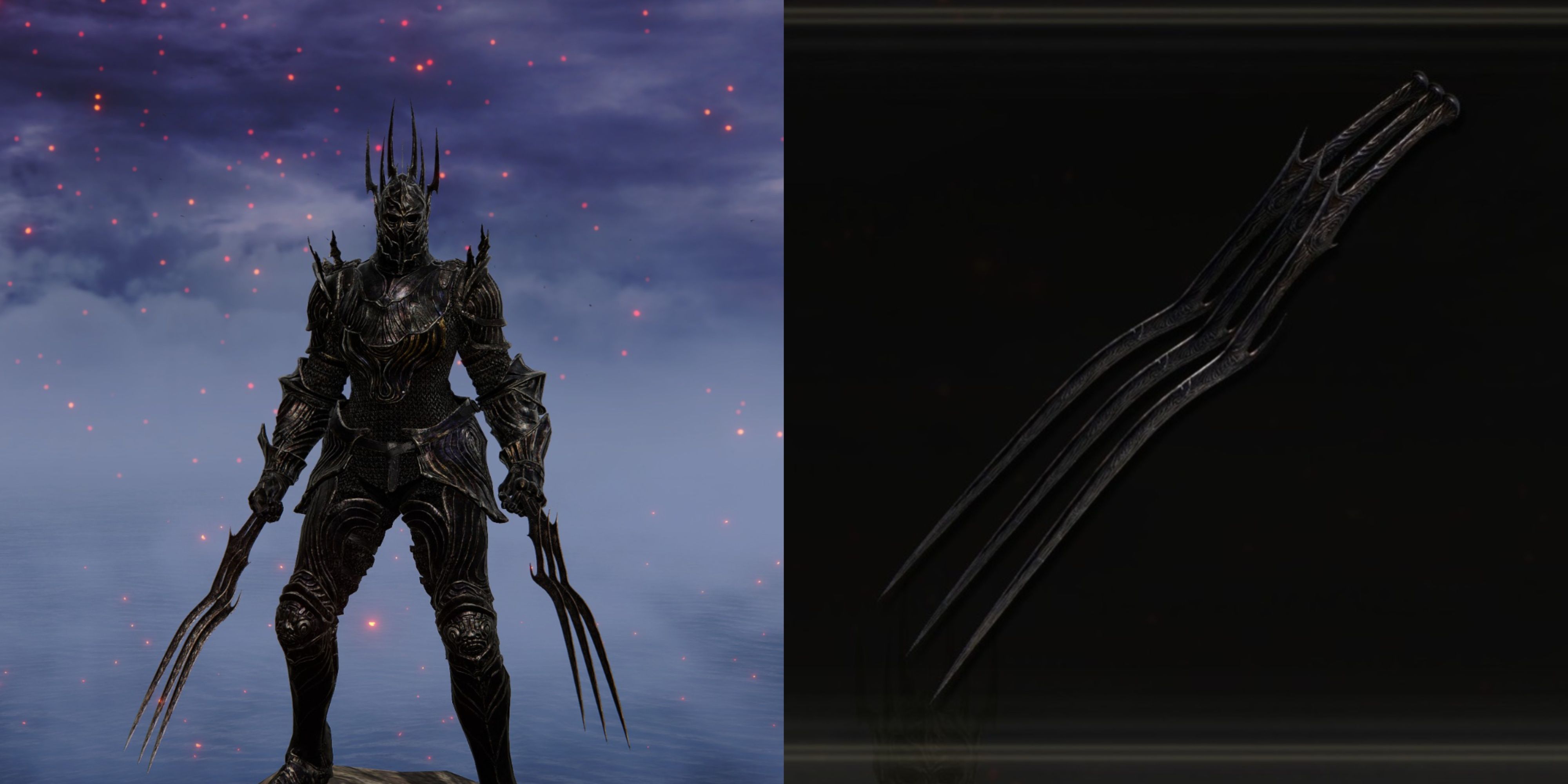 Elden Ring Tarnished holding the Claws of Night.