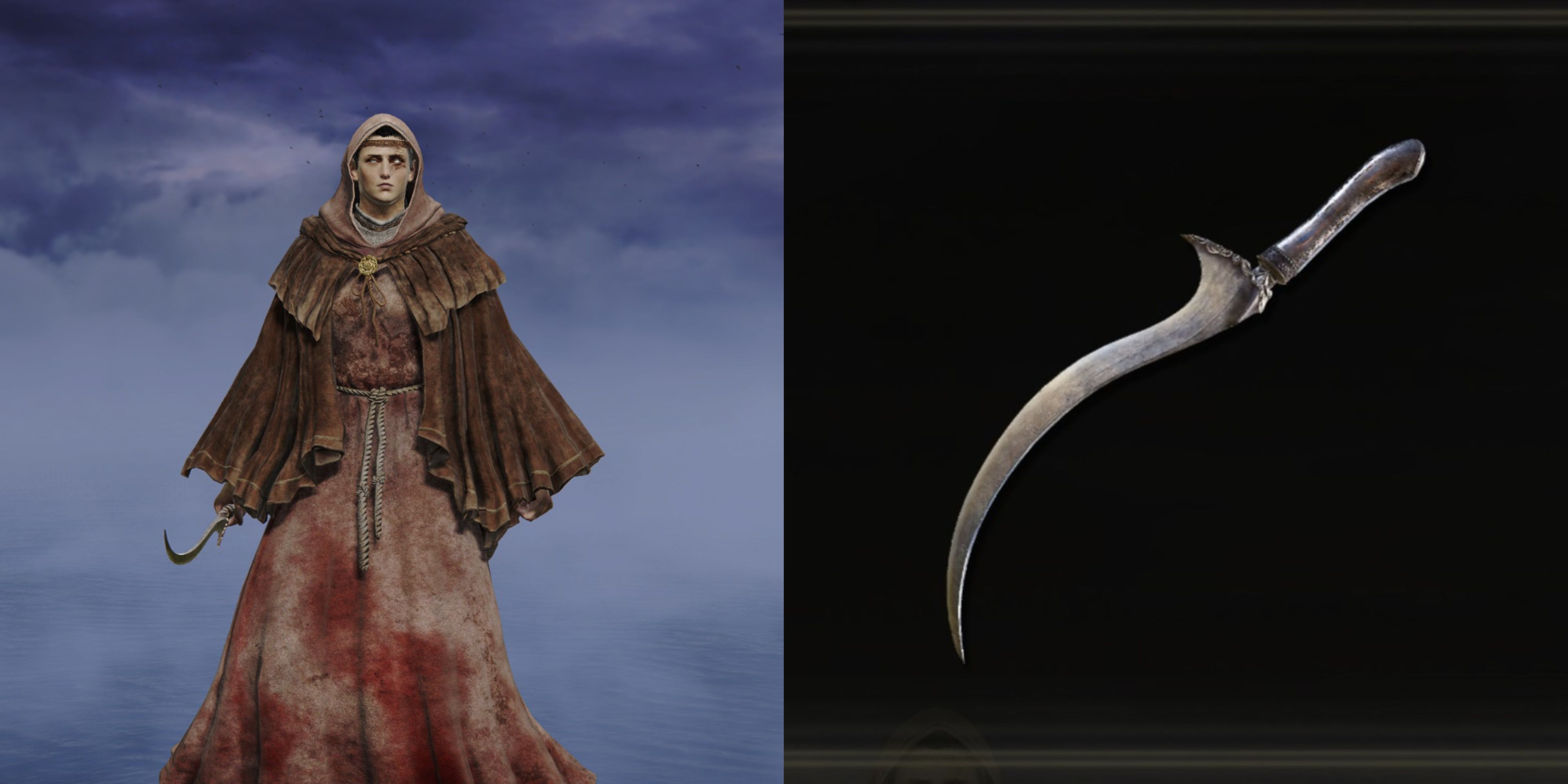 Elden Ring Tarnished holding the Blade of Calling.