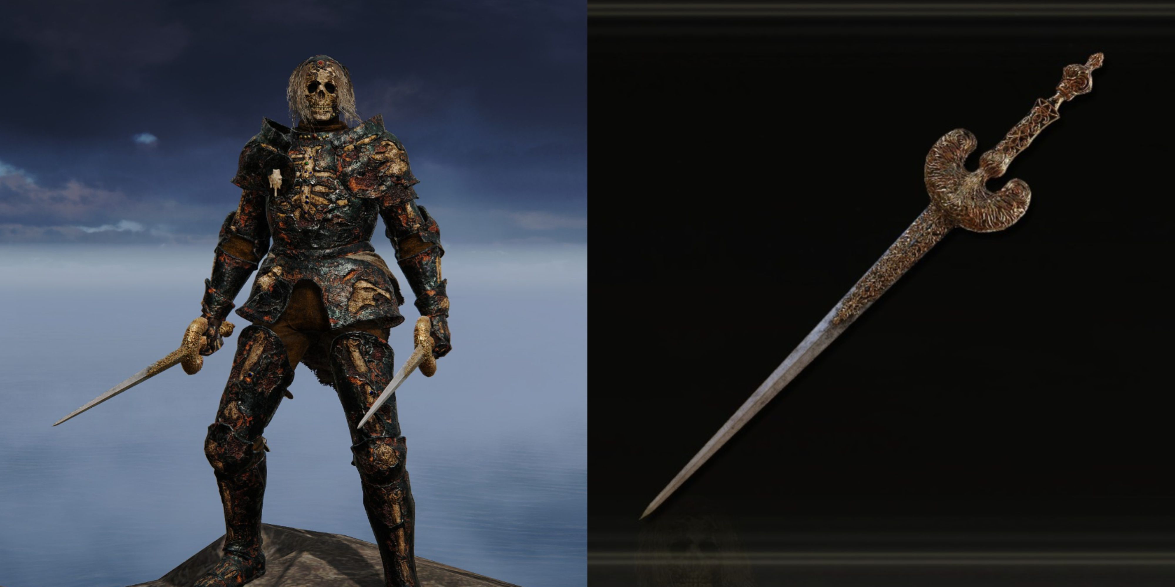 Elden Ring Tarnished holding the Ornamental Straight Sword.