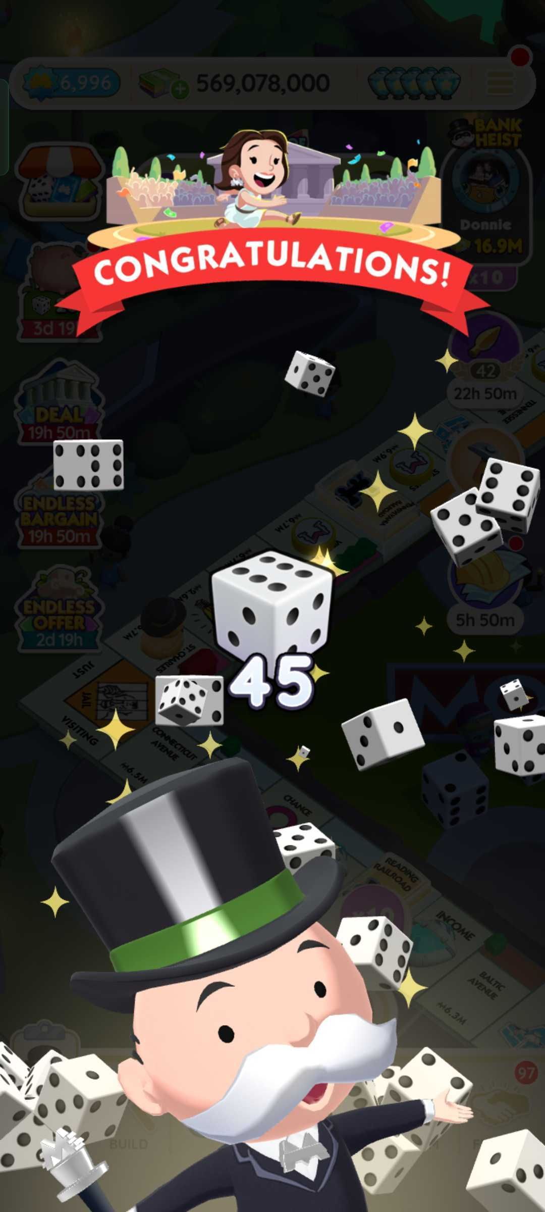 Monopoly Go, Leaps Of Fortune congratulations screen