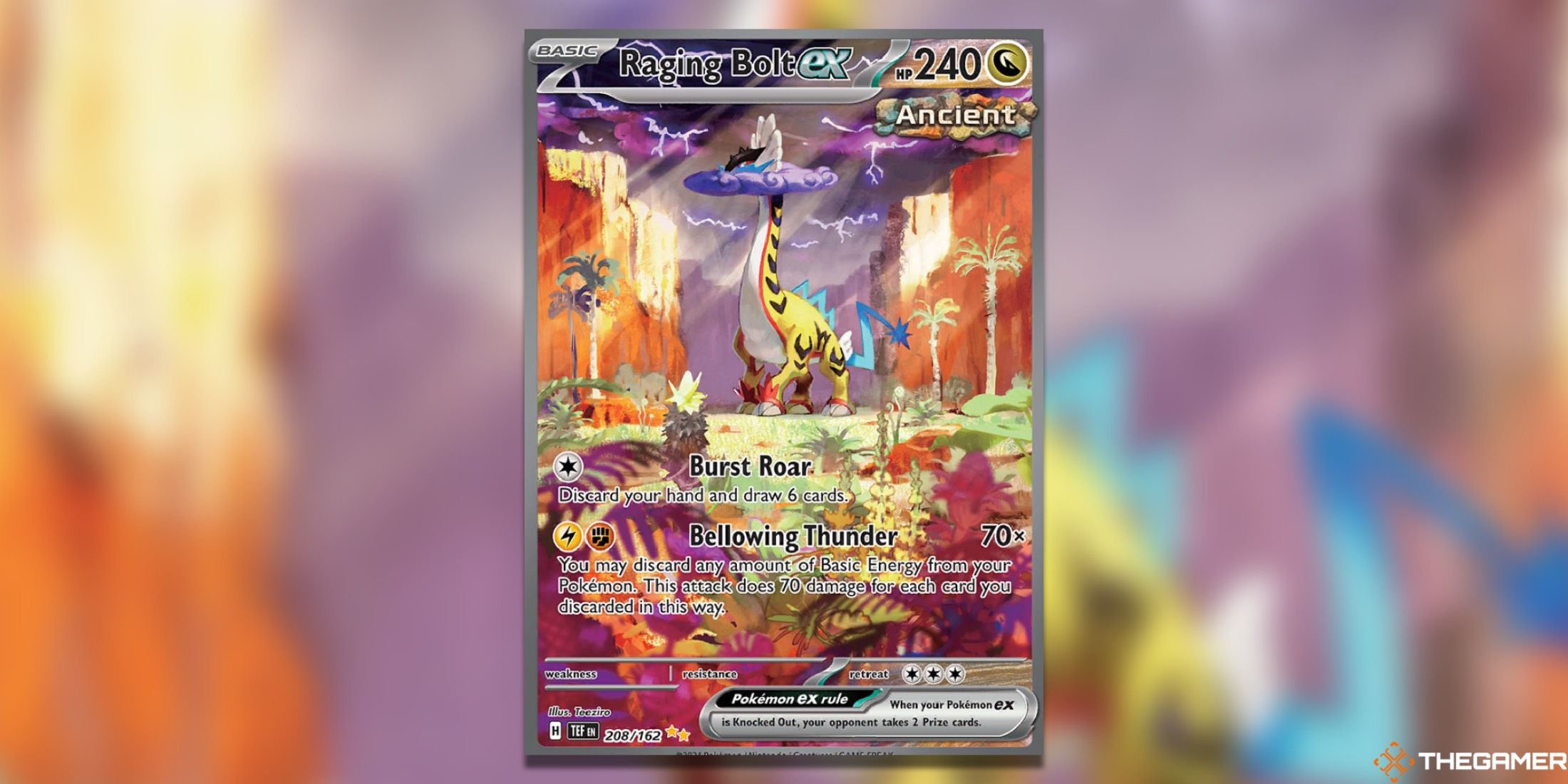 The Raging Bolt EX from Temporal Forces in the Pokemon TCG.