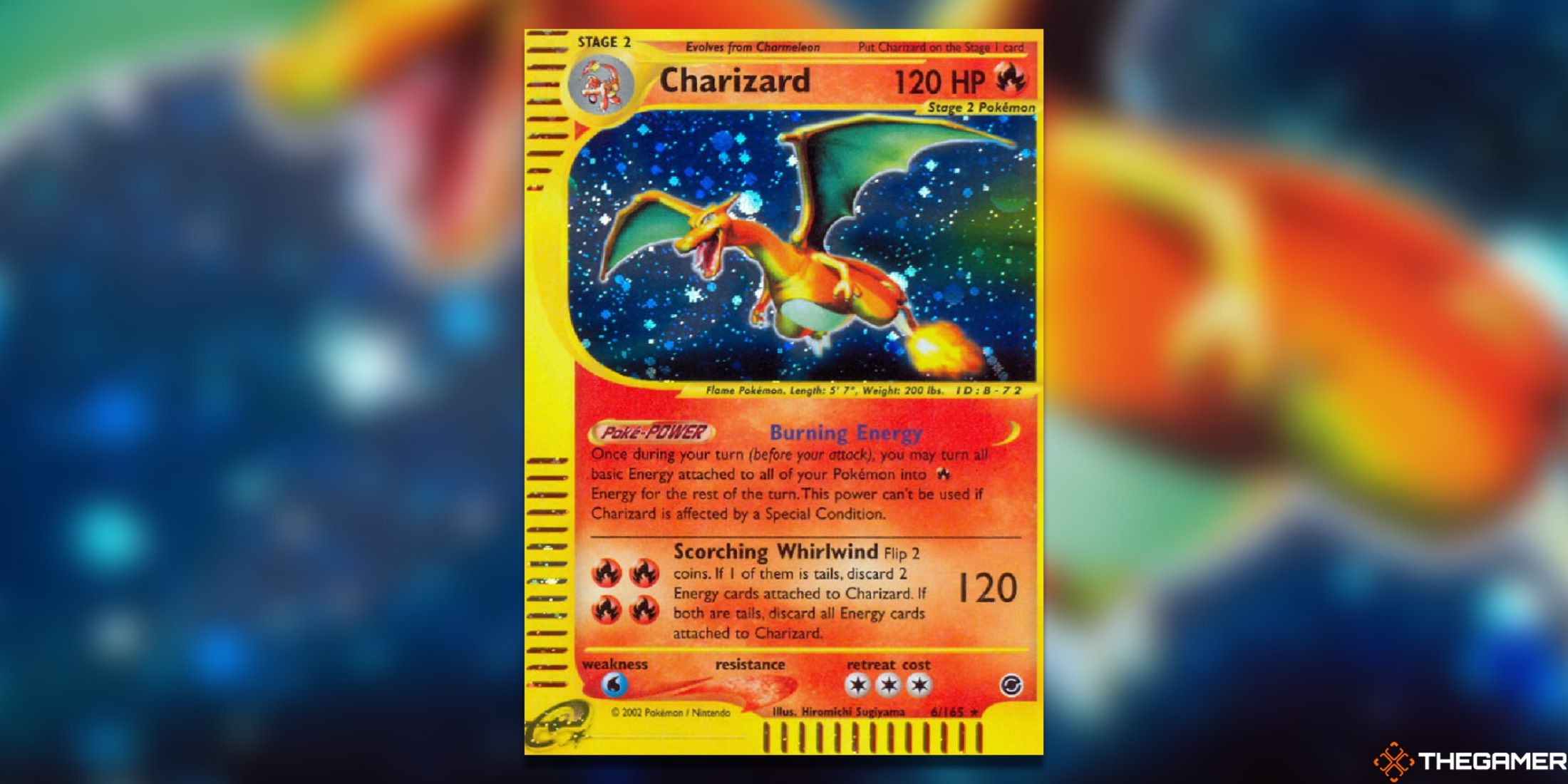 The Holo Rare Expedition Charizard from the Pokemon trading card game.