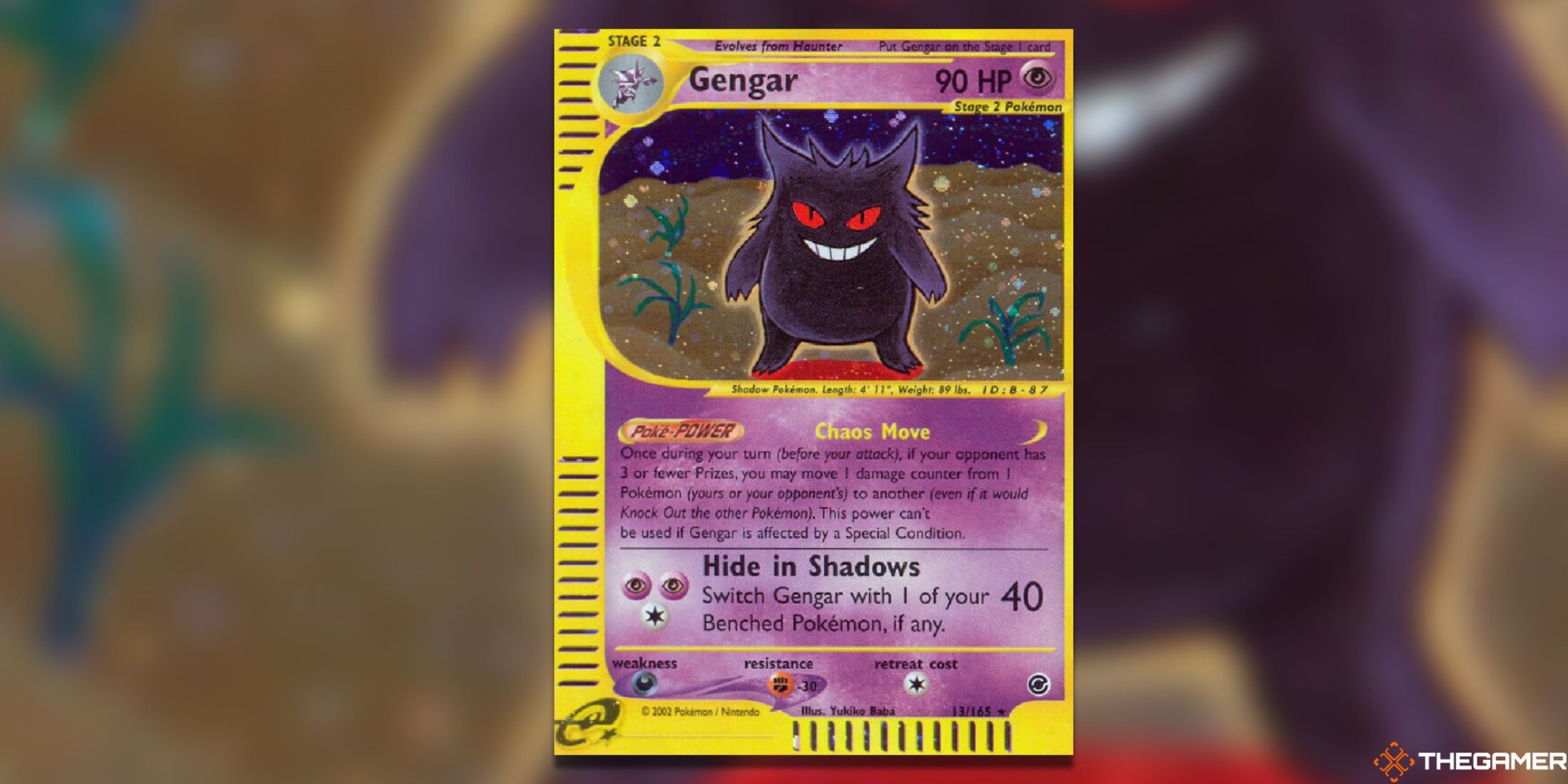 The Holo Rare Expedition Gengar from the Pokémon Trading Card Game.