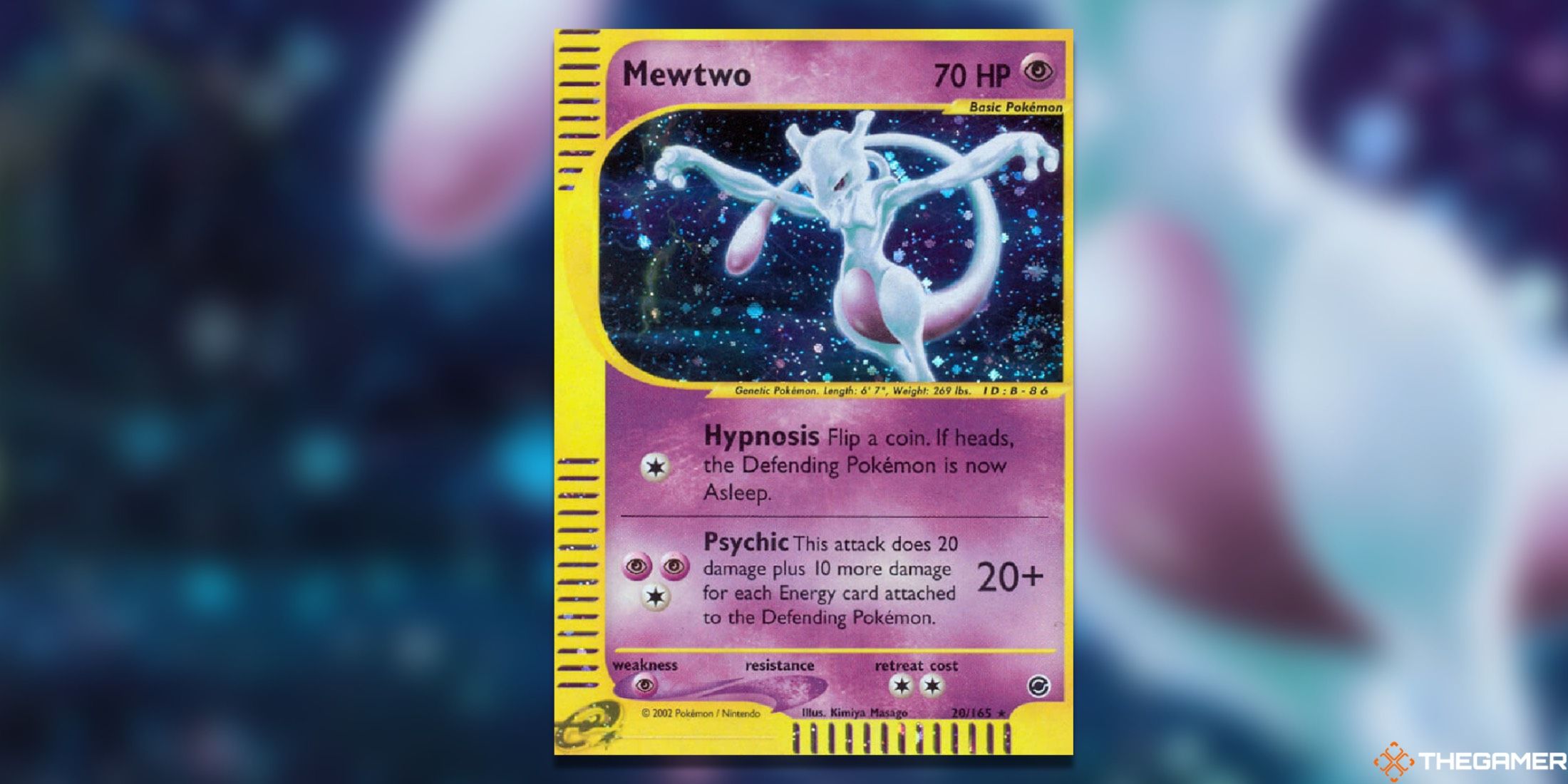 The Holo Rare Expedition Mewtwo from the Pokemon trading card game.