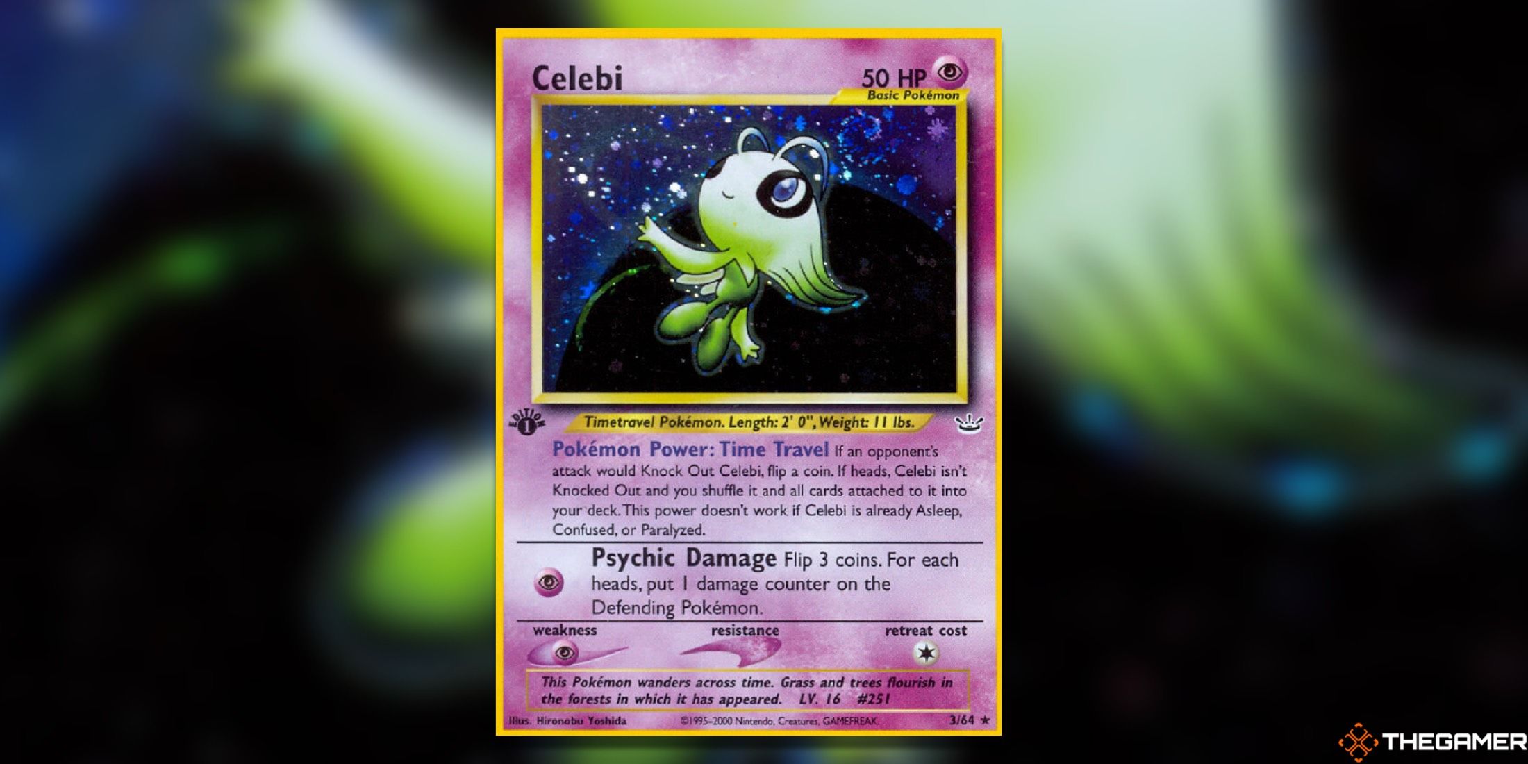 The Neo Revelation Celebi from the Pokémon trading card game.