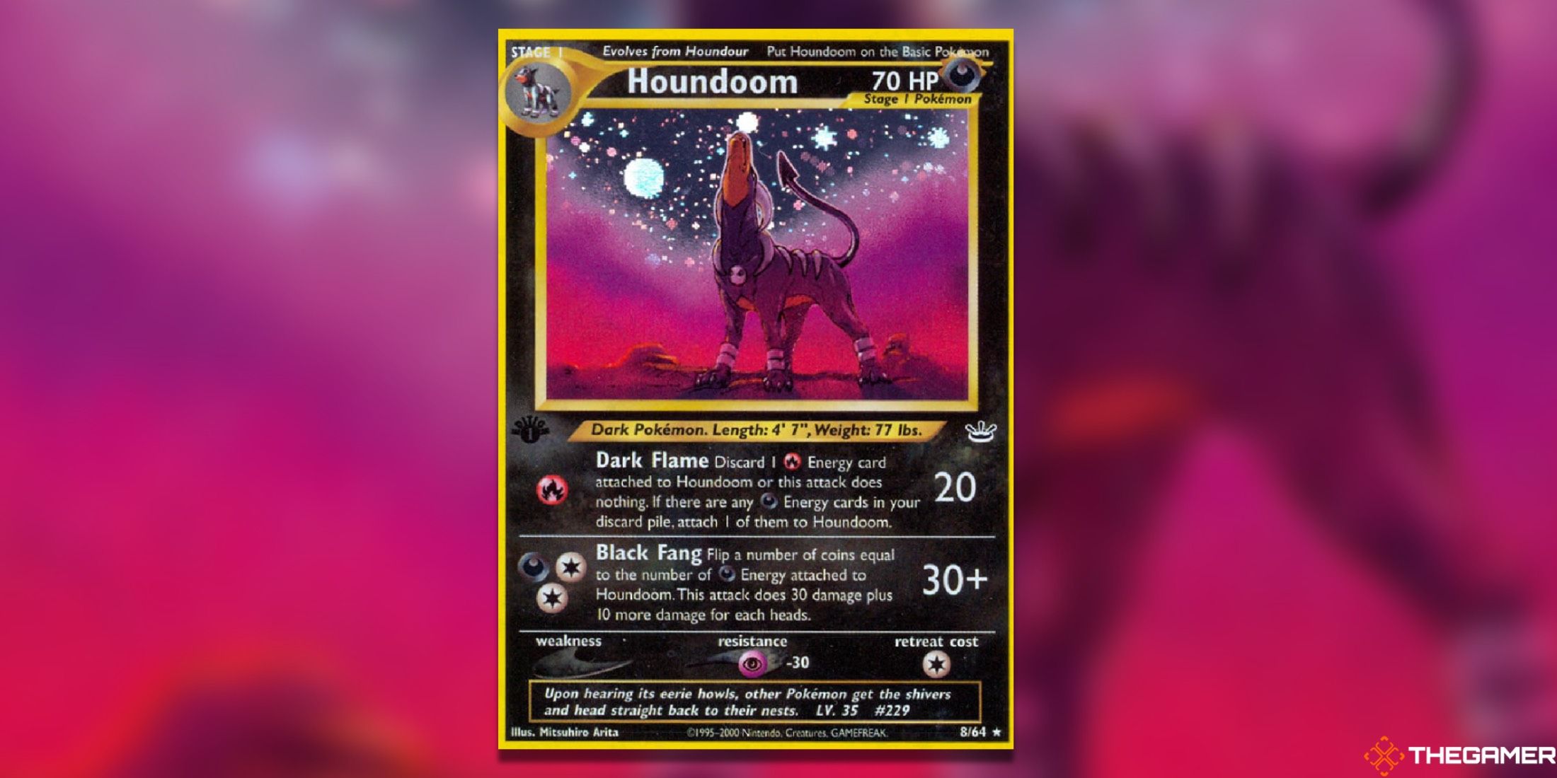 The “Neo Revelation Houndoom” from the Pokémon trading card game.