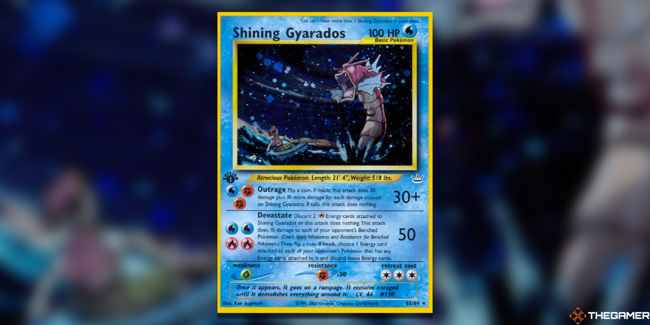 The “Neo Revelation Shining Gyarados” from the Pokémon trading card game.