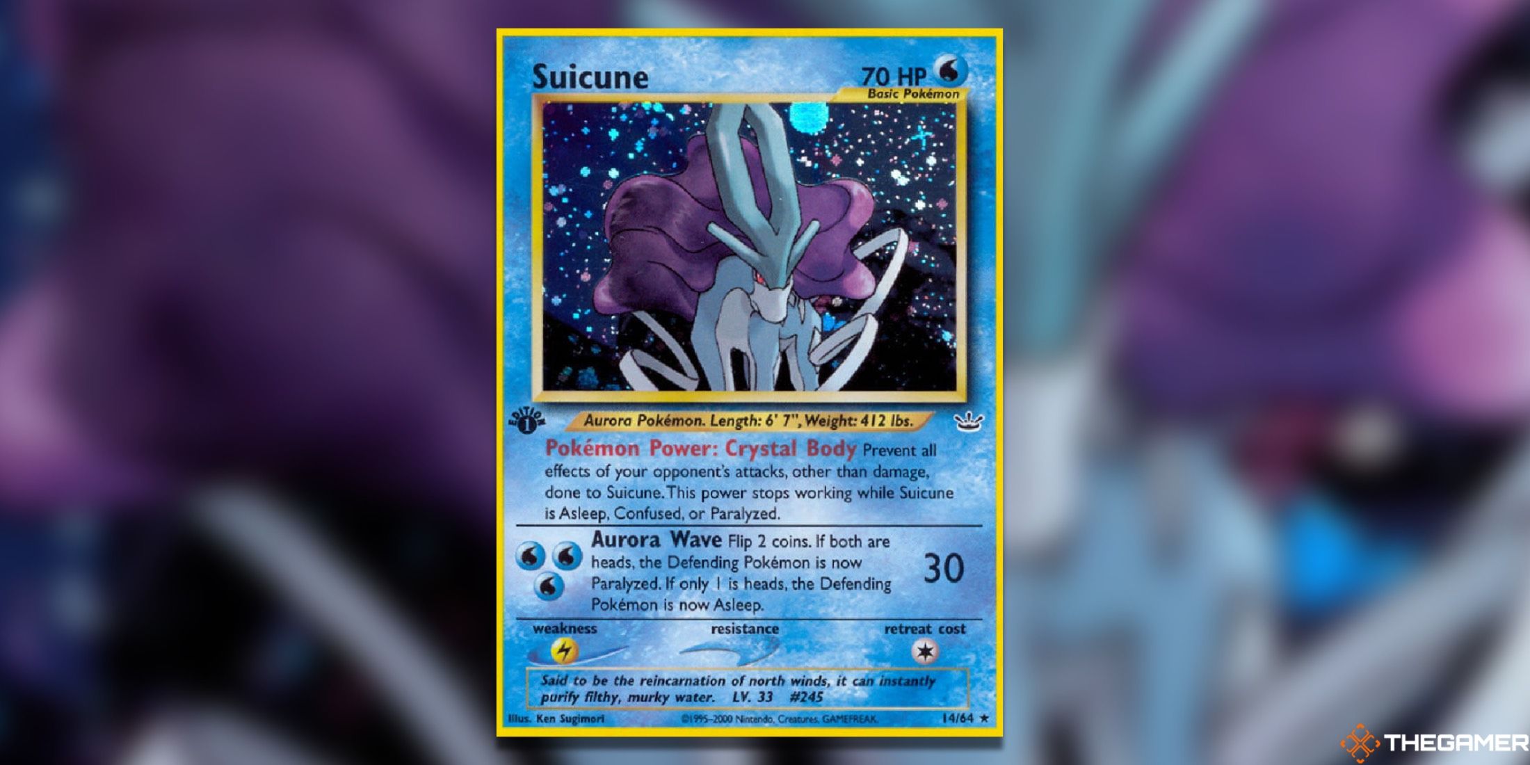 The Neo Revelation Suicune from the Pokémon trading card game.