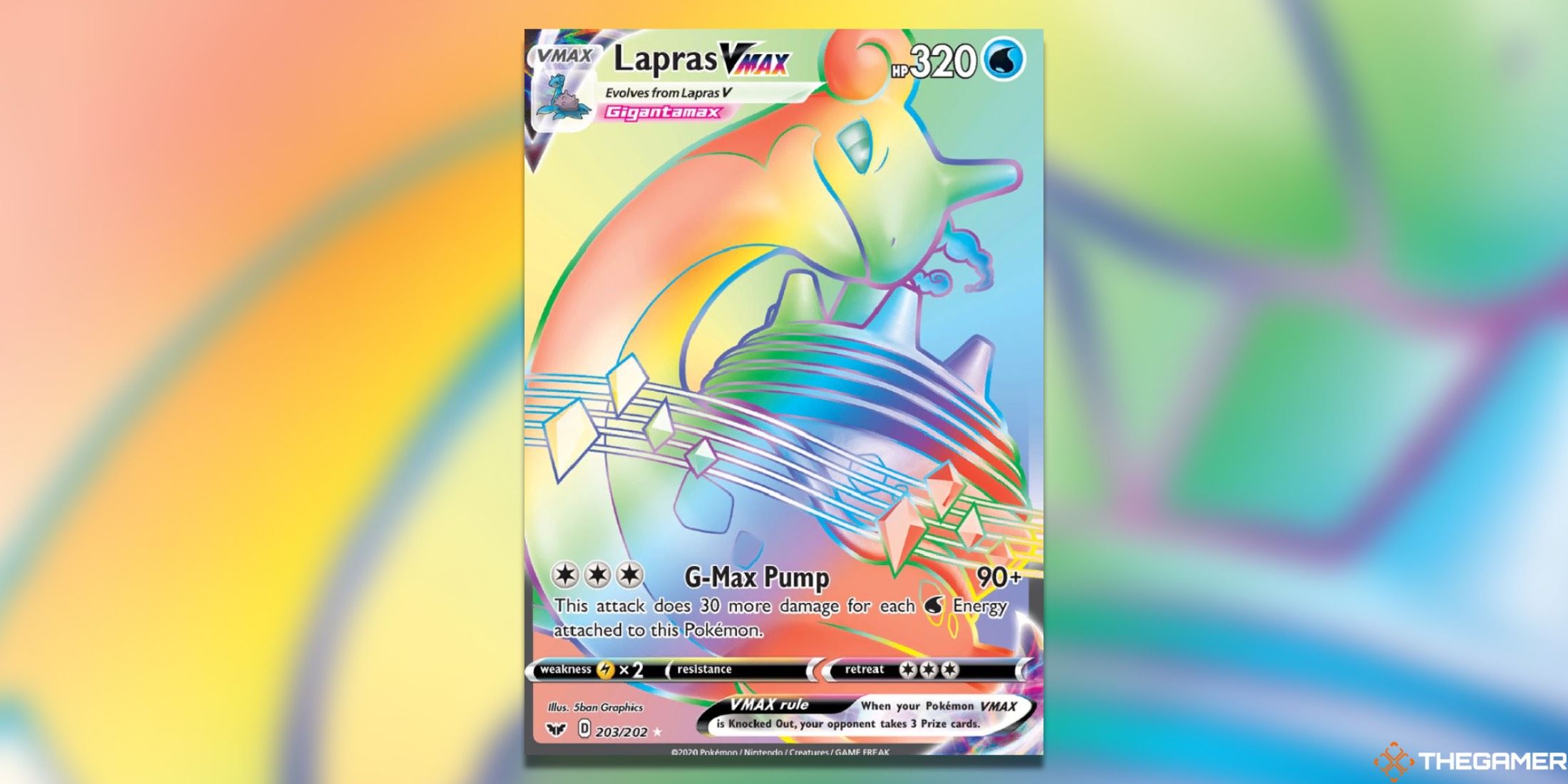 The secret rarity “Lapras VMAX Base for Sword and Shield” in the Pokemon Trading Card Game.