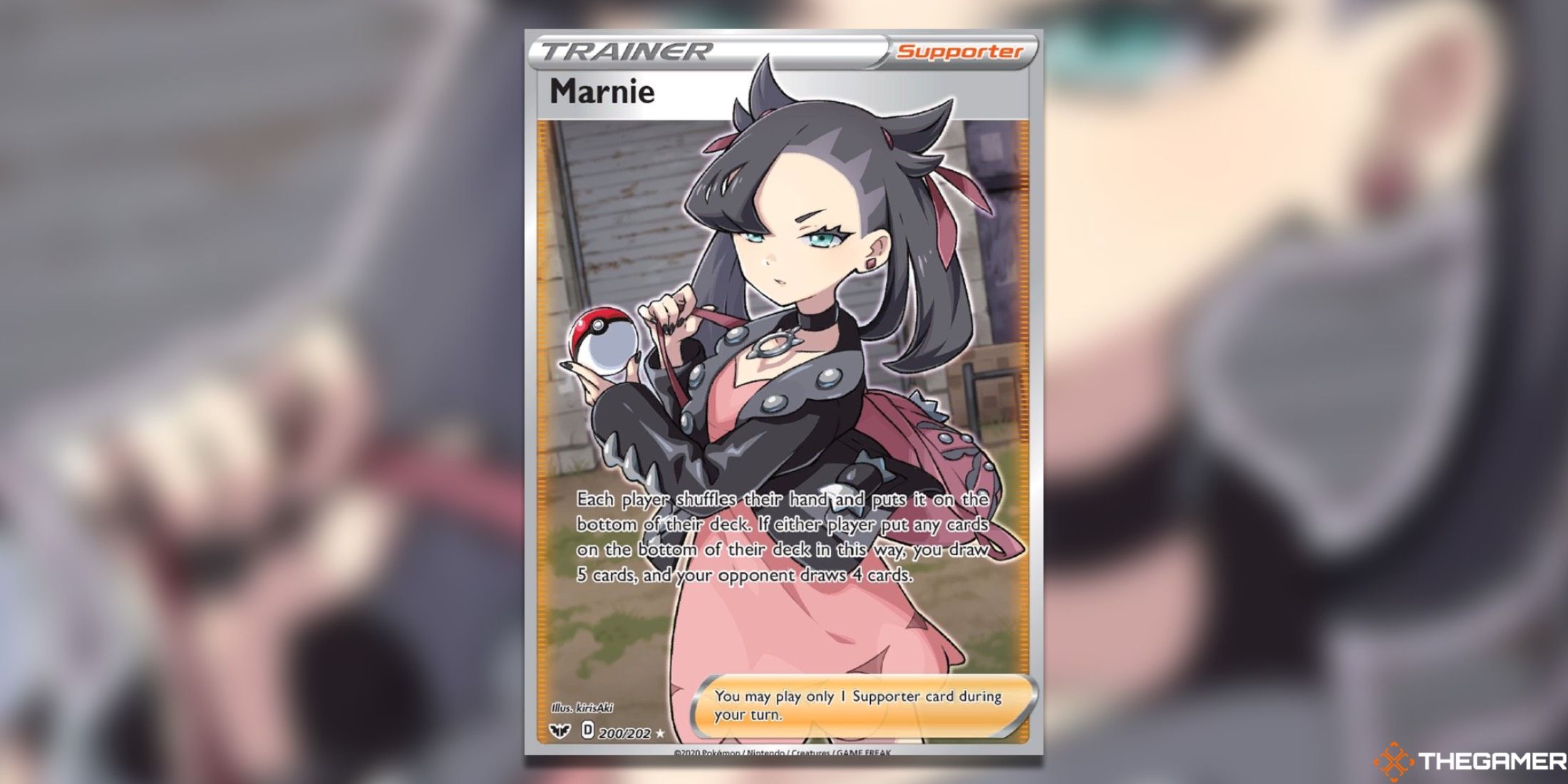 The Sword and Shield base Marnie, full image in the Pokemon Trading Card Game.