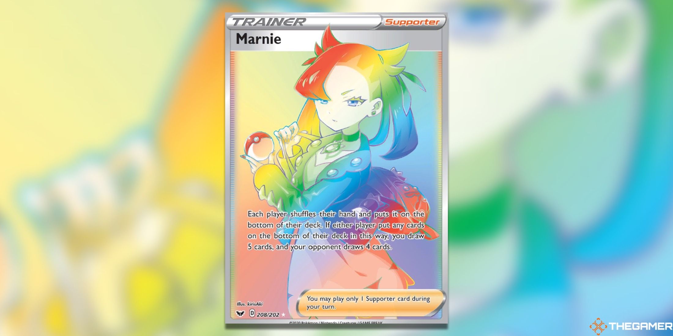 The Sword & Shield Base Marnie Secret Rare in the Pokemon Trading Card Game.