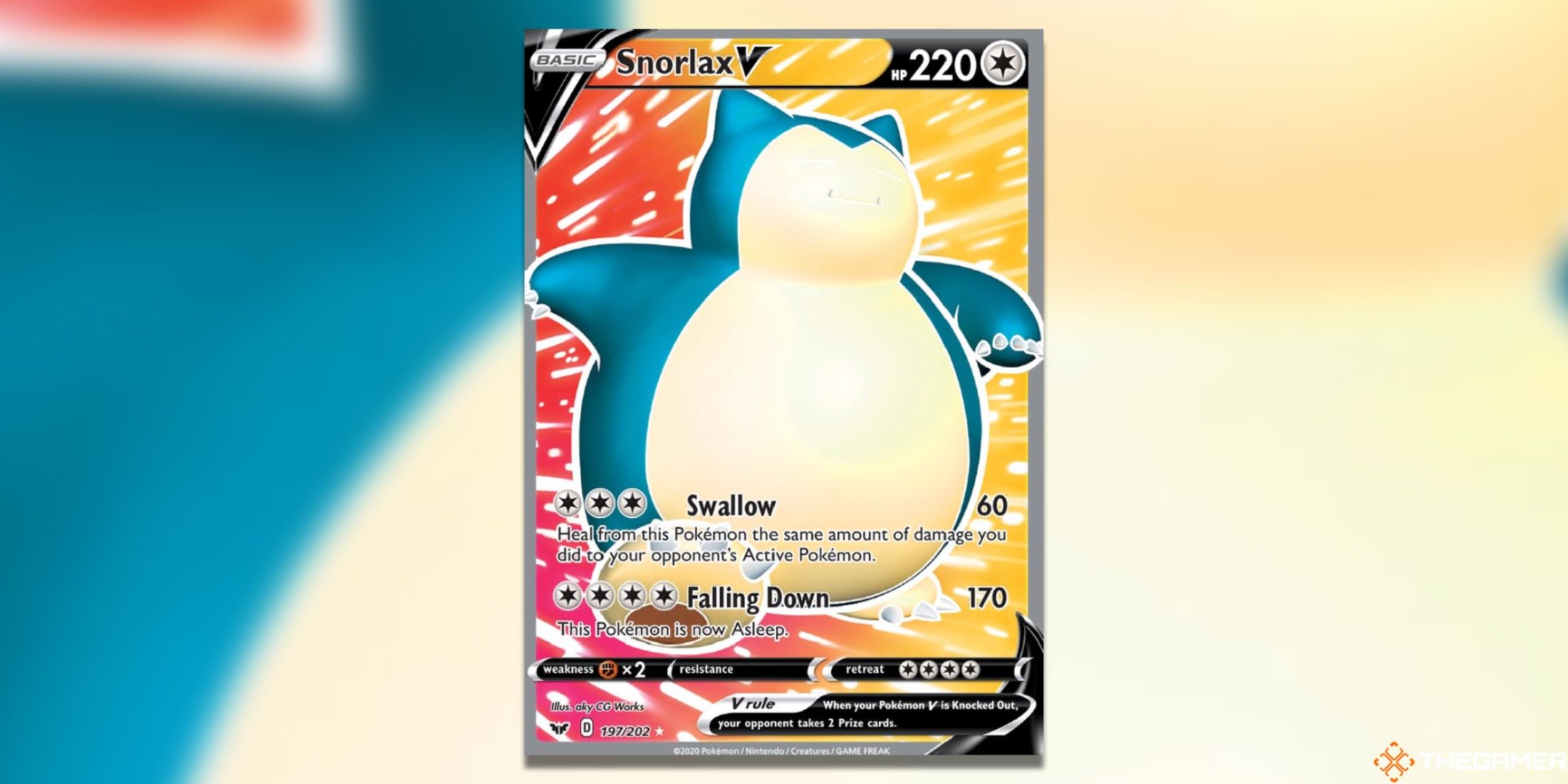 The complete artwork of Snorlax V from Sword & Shield in the Pokemon Trading Card Game.