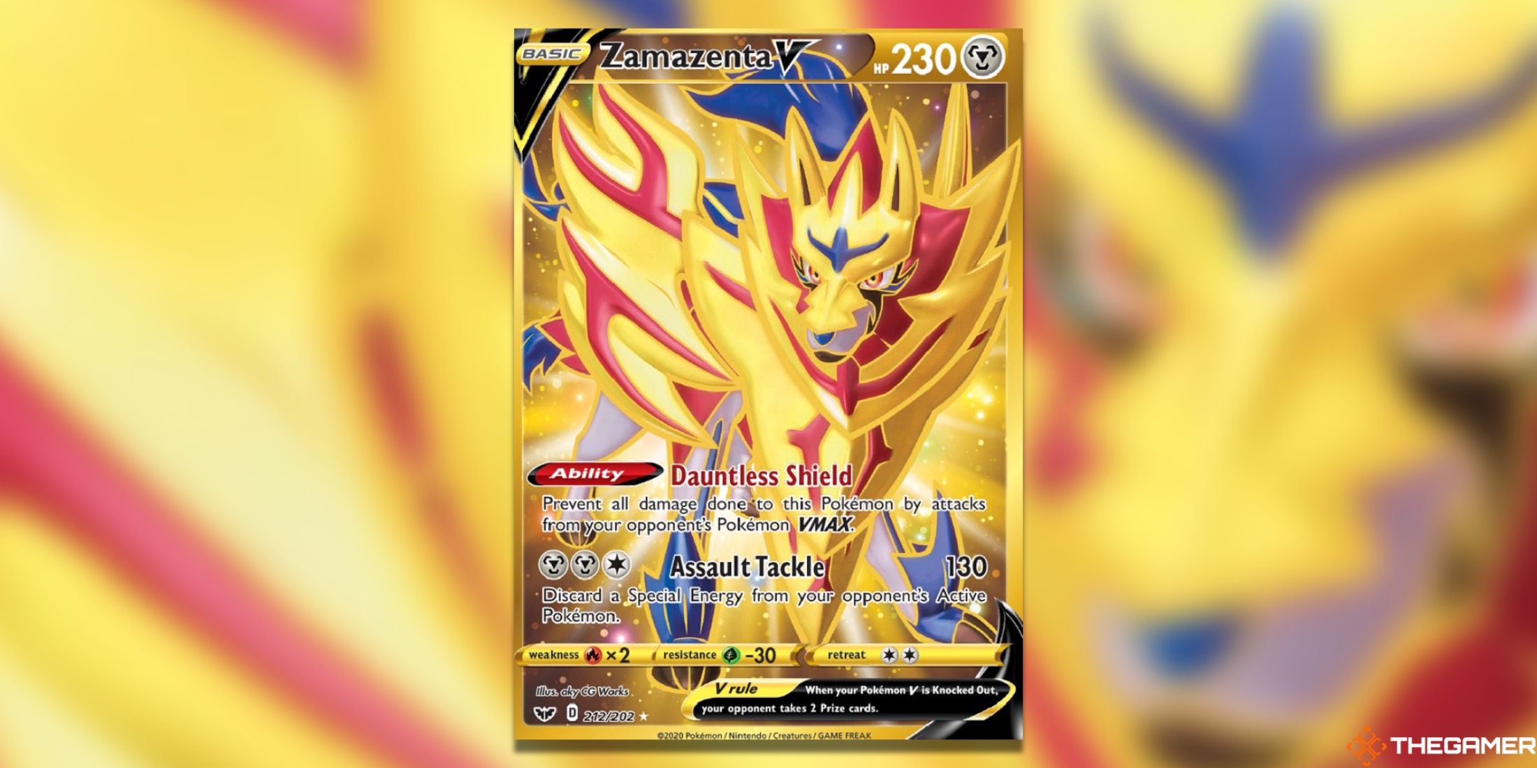 The Sword and Shield Base Zamazenta V Secret Rare in the Pokemon Trading Card Game.