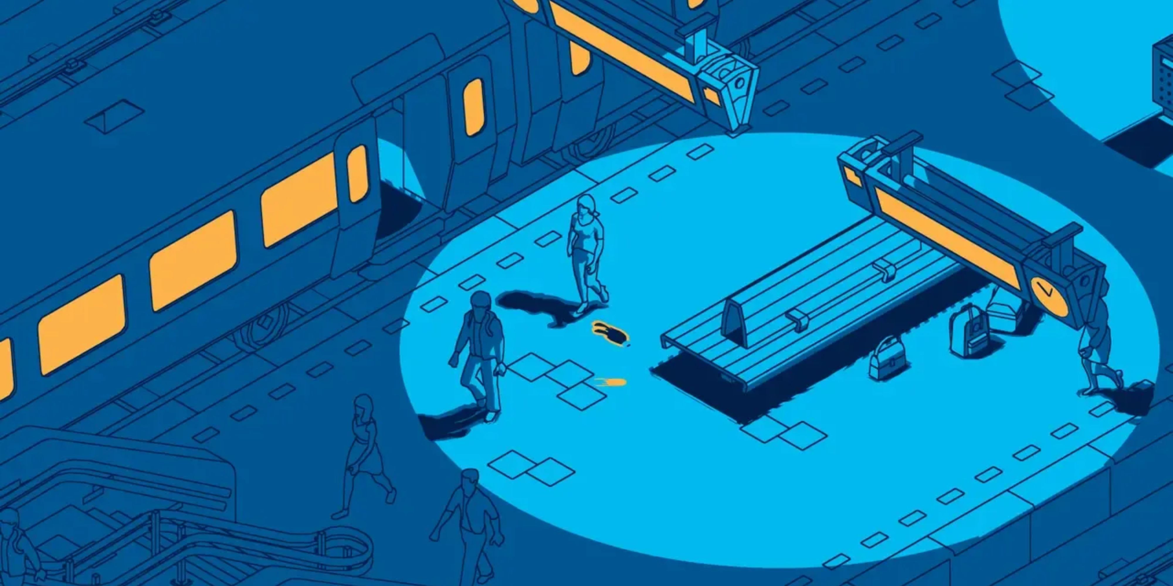 Schim Blue Train Station Scene