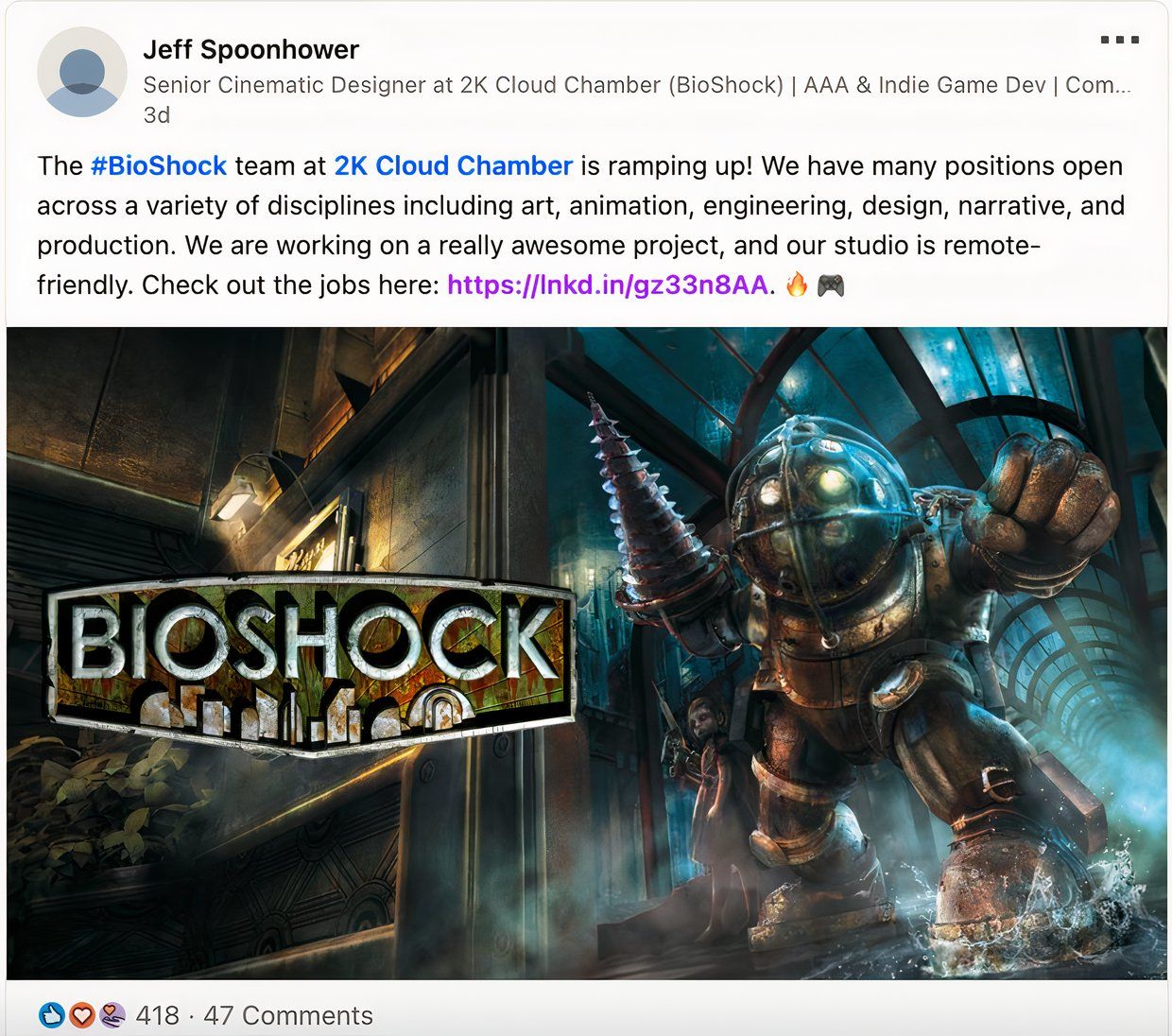 2K Games нанимает новых разработчиков для BioShock 4