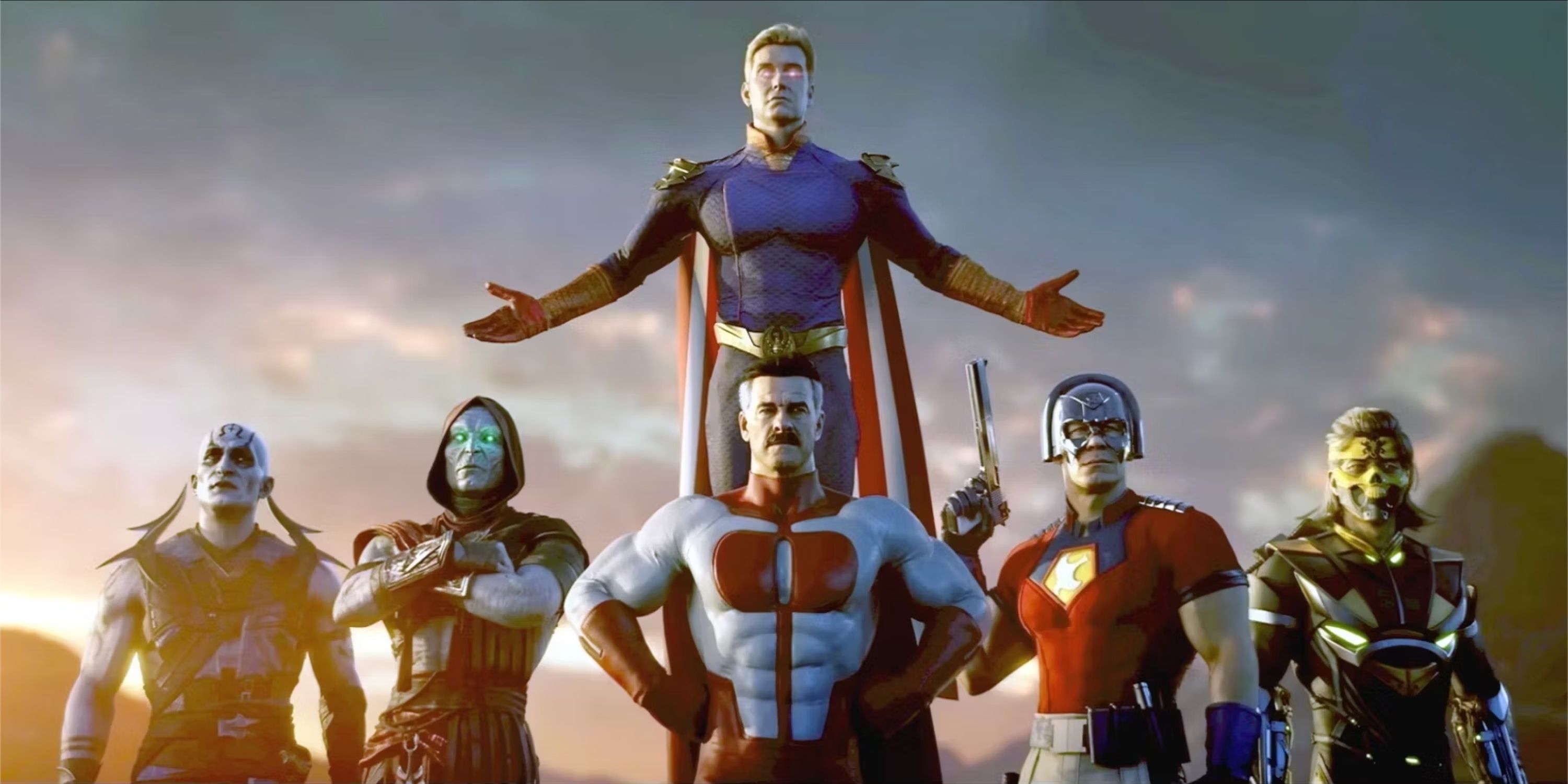 Image of Mortal Kombat 1 DLC characters, including Homelander and Omniman