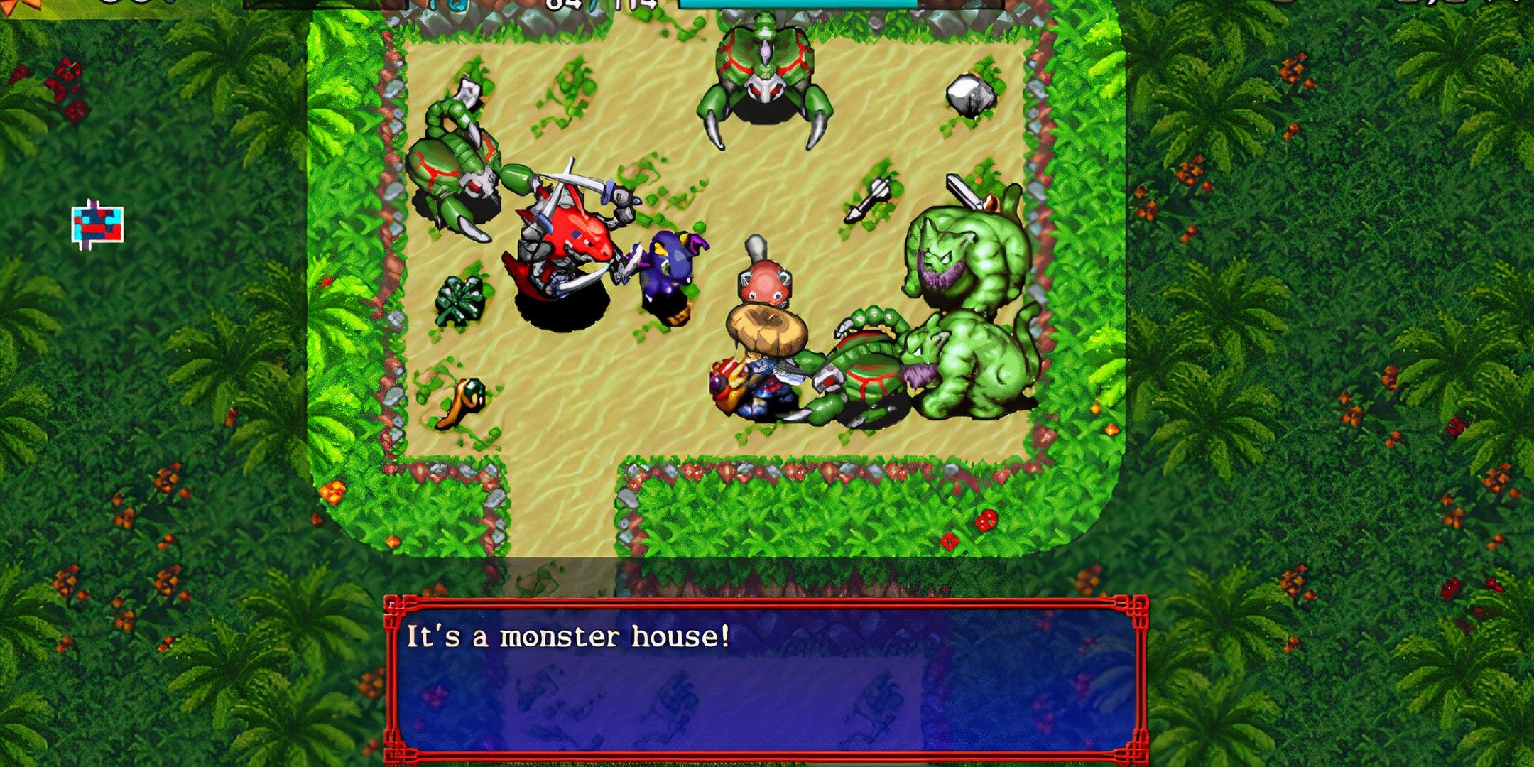 Shiren the Wanderer در حال مبارزه در خانه هیولا