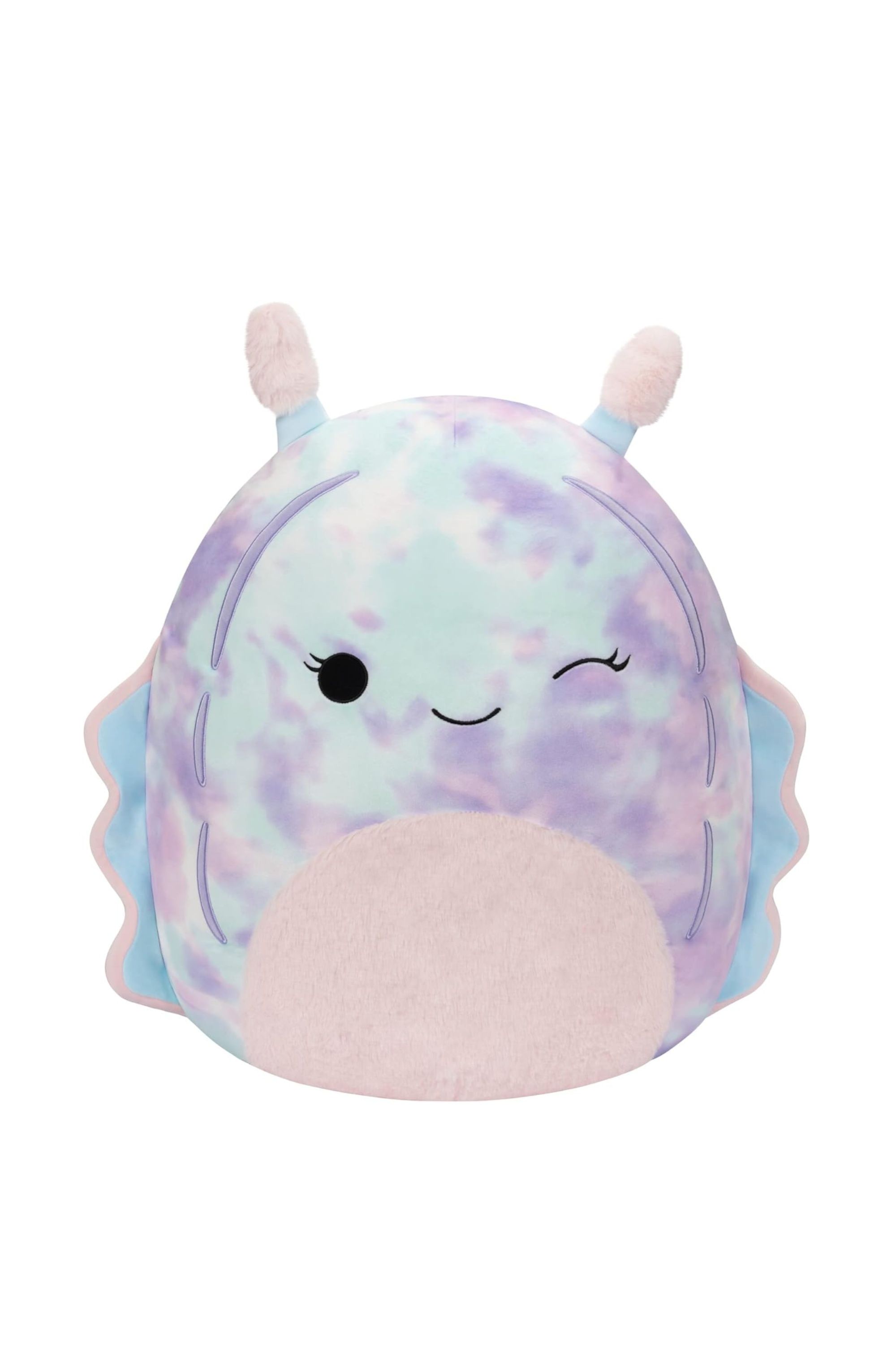 بهترین Squishmallows Tie Dye در سال 2024 5 Slug دریایی صورتی و آبی Tie-Dye را در پس زمینه سفید نقطهگذاری کنید.