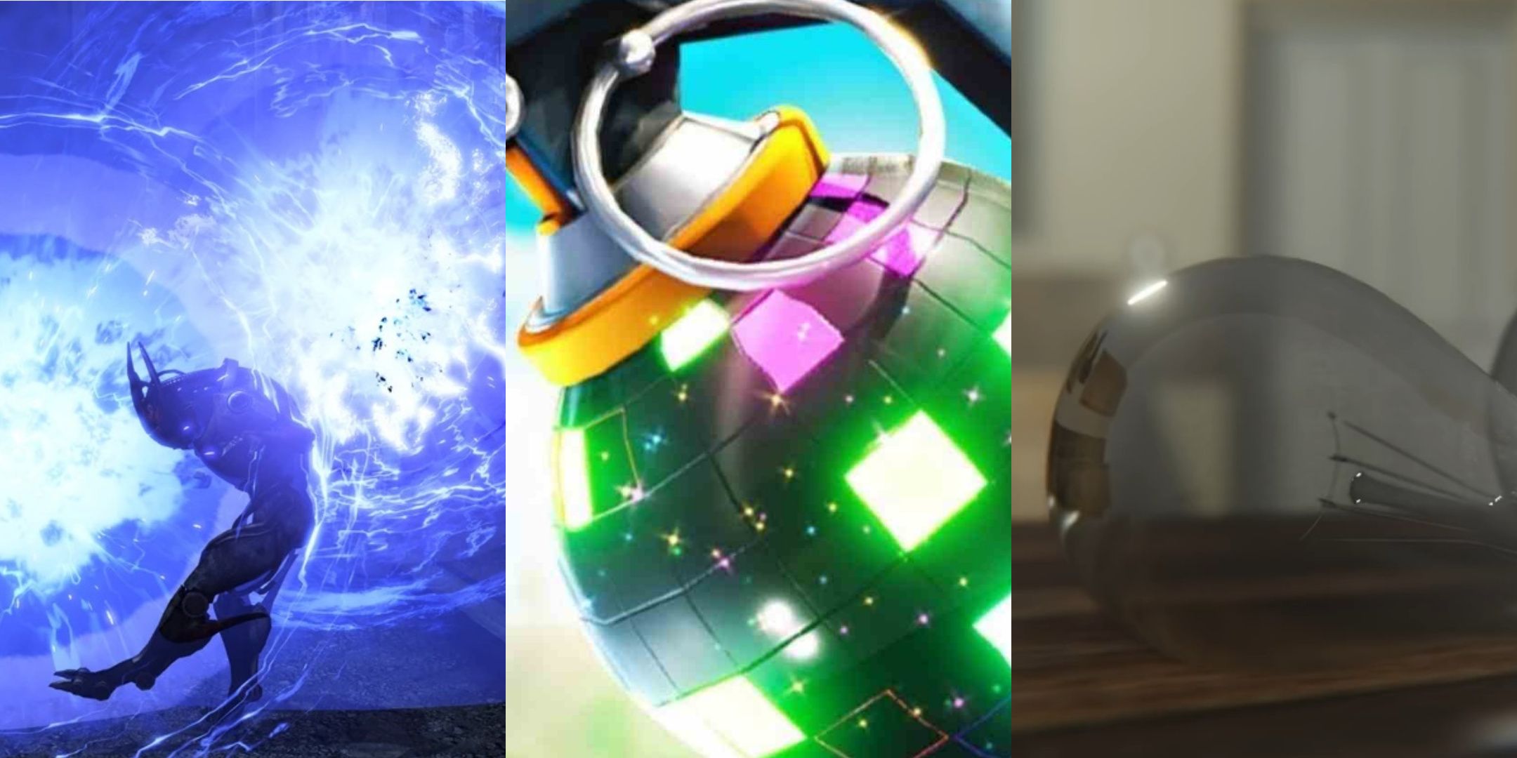 From left to right: Blue explosions from biotic lift grenades, a boogie bomb in mid-flight and a close-up of the Ghostlight bulb