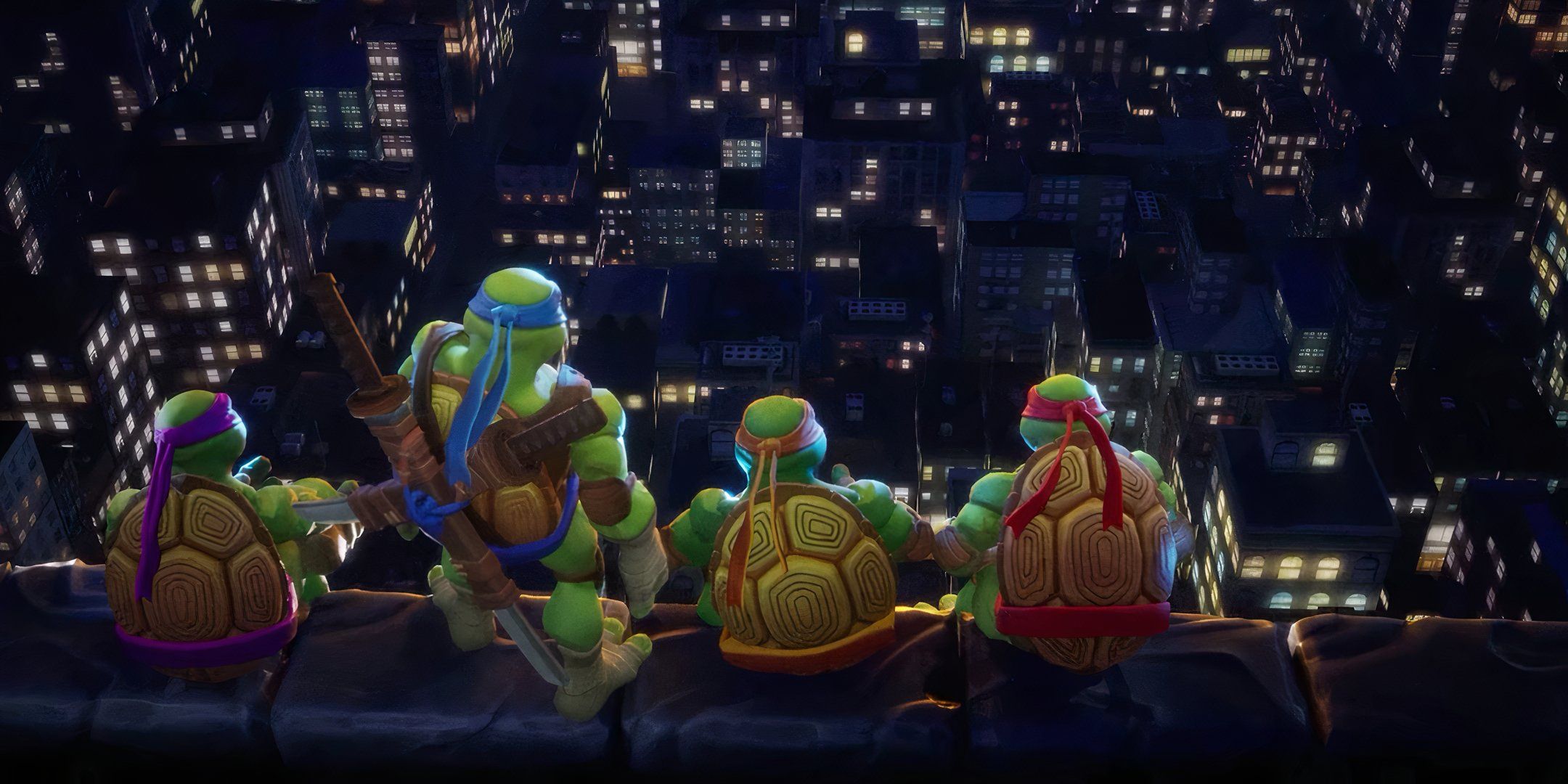 Leo, Mikey, Donnie, and Raph in TMNT: Splintered Fate.