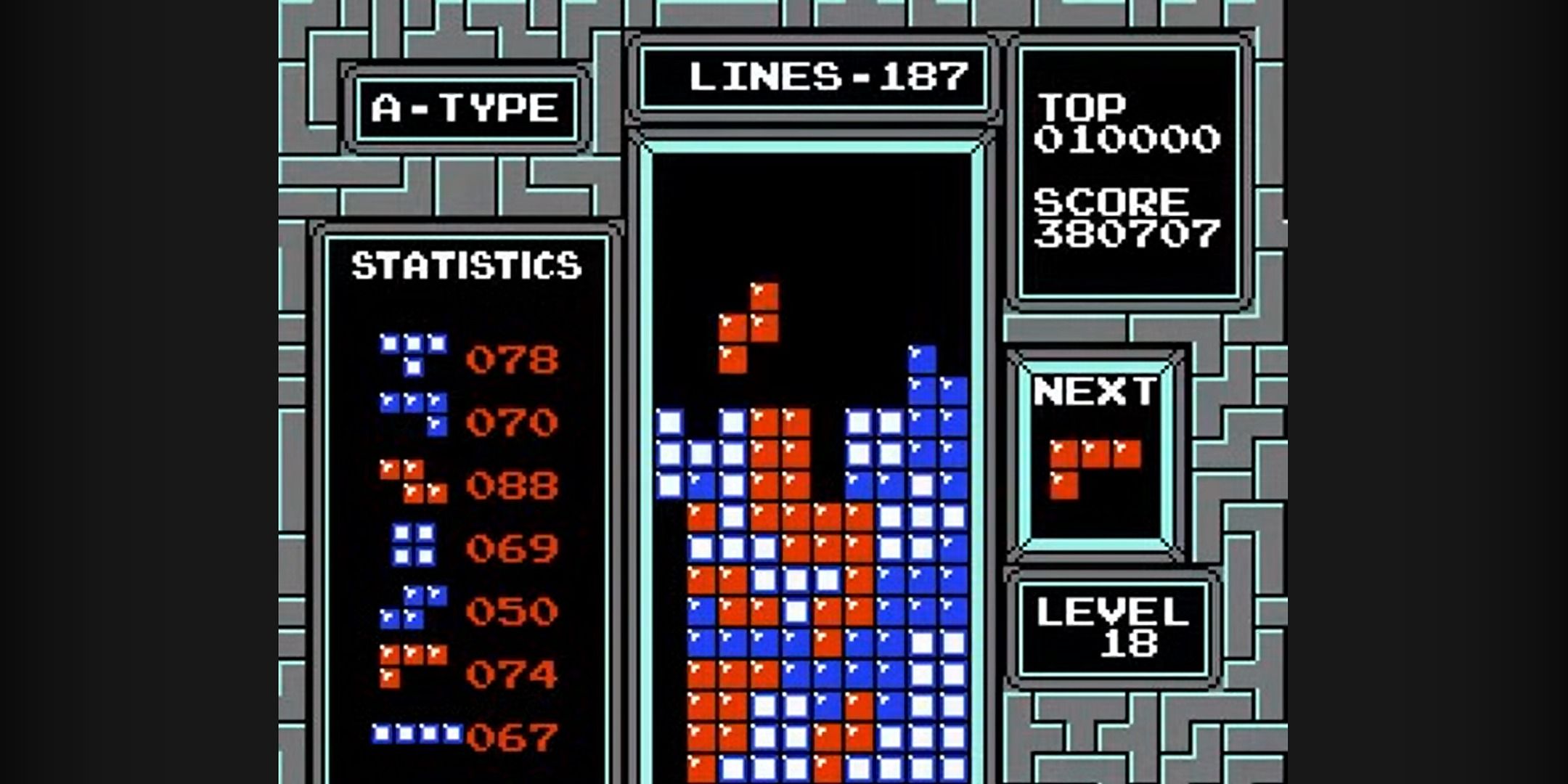 Red block falling down in the NES version of Tetris