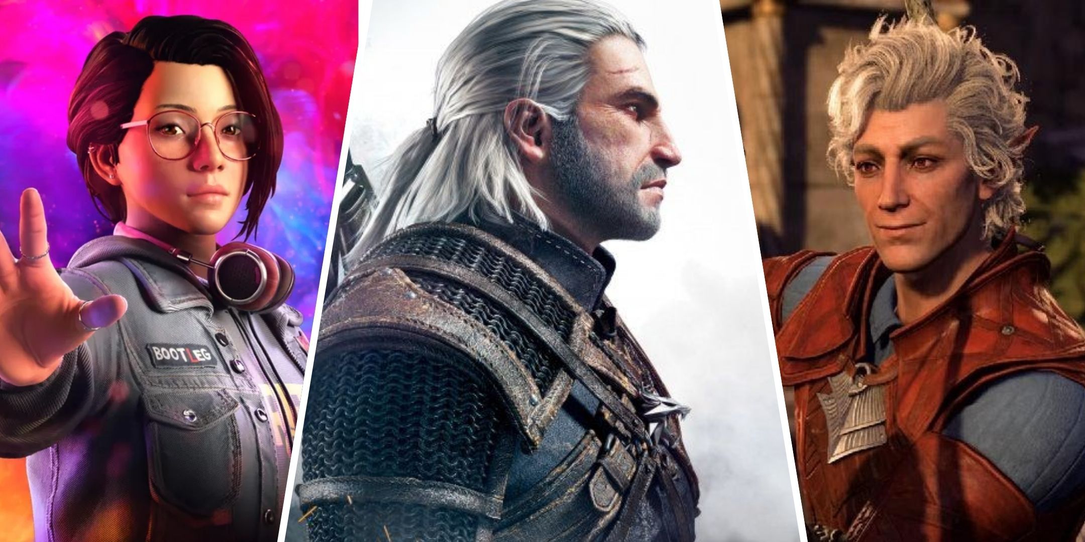 Alex from Life is Strange True Colors, Geralt from Witcher 3, Astarion from Baldur's Gate 3