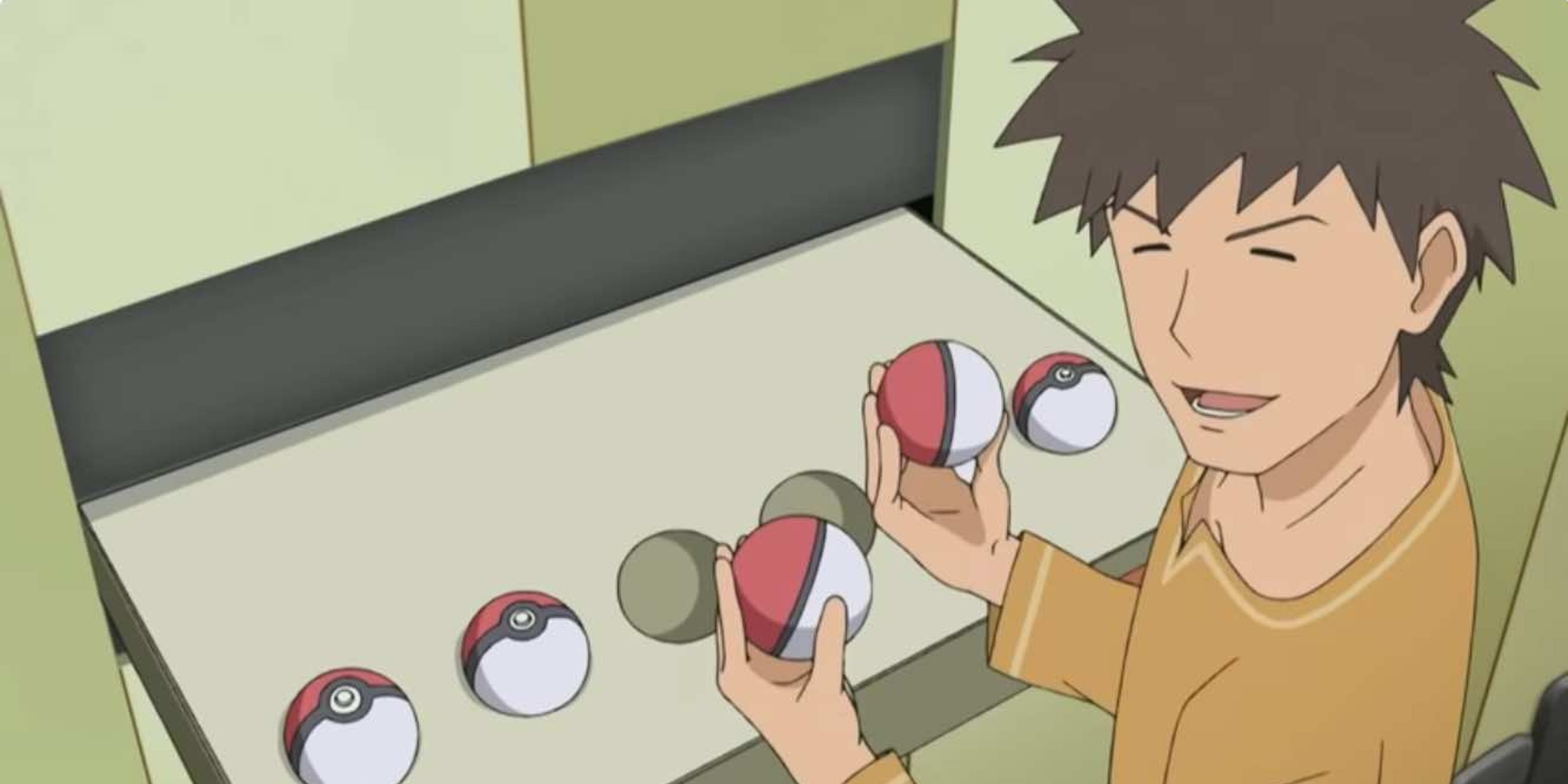 Brock selects his Pokemon in Pokemon Origins.