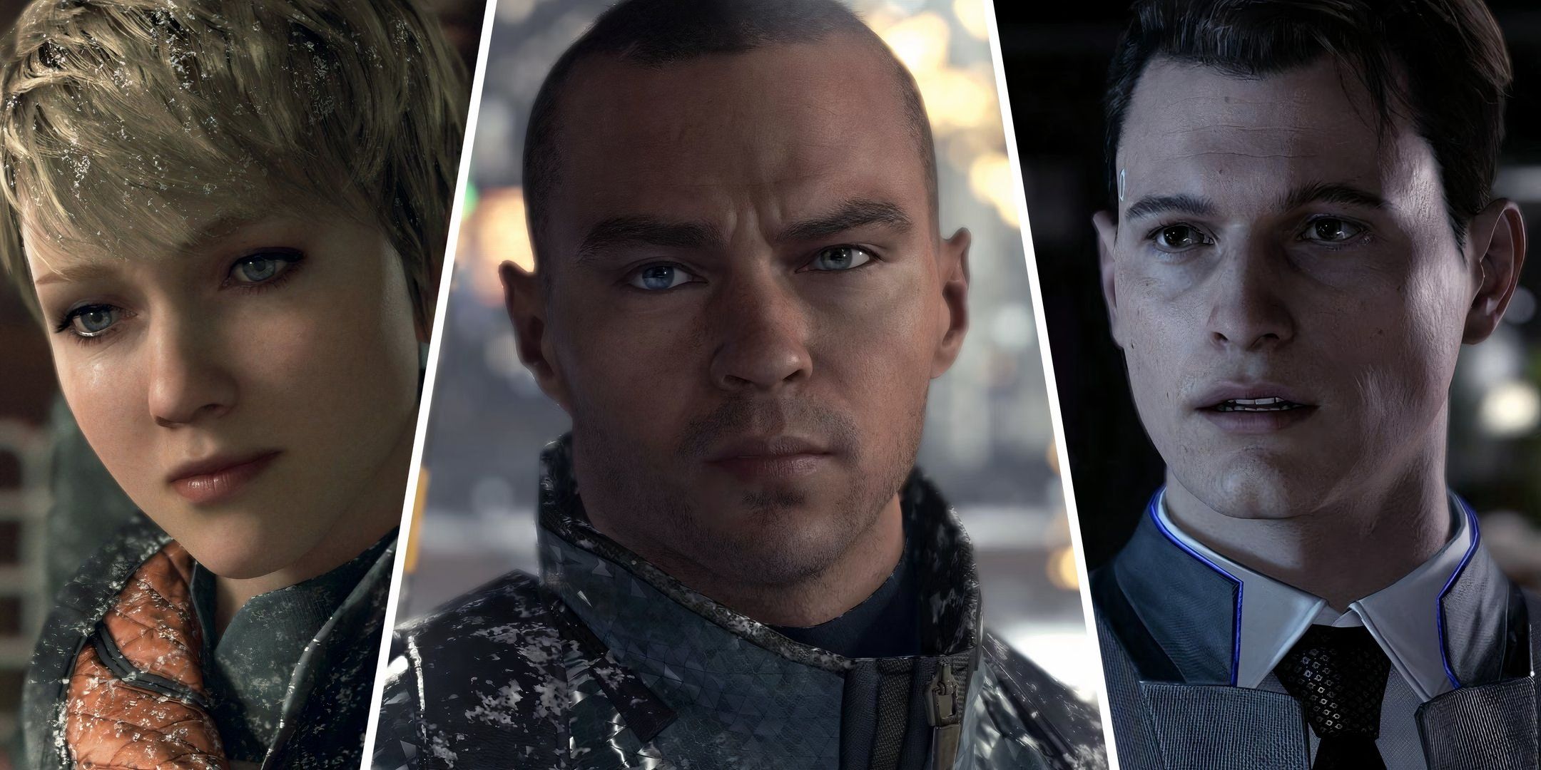 Detroit become human characters Kara, Markus and Connor in a row.