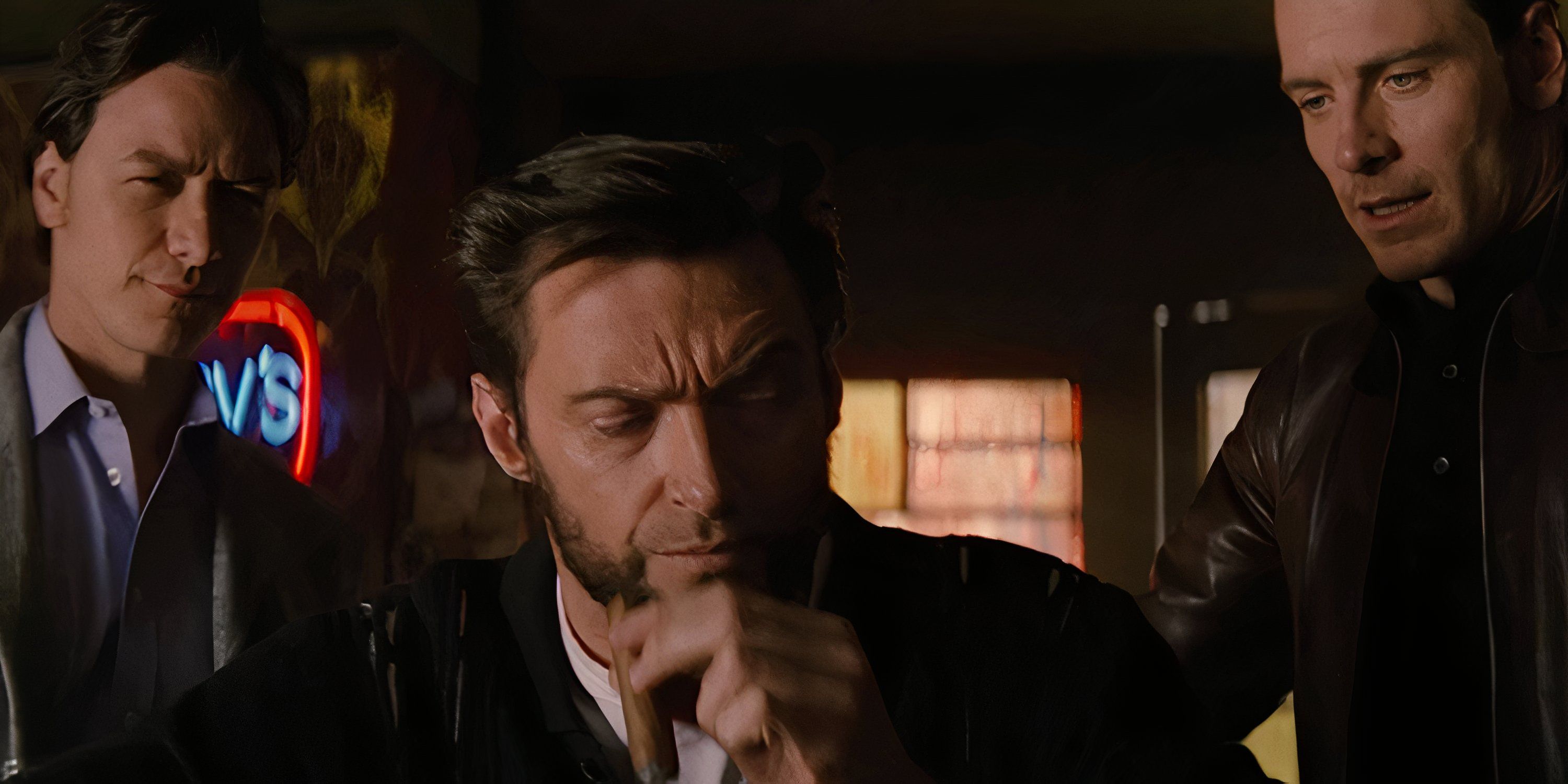 Logan is approached by Erik and Xavier in X-Men: First Class.