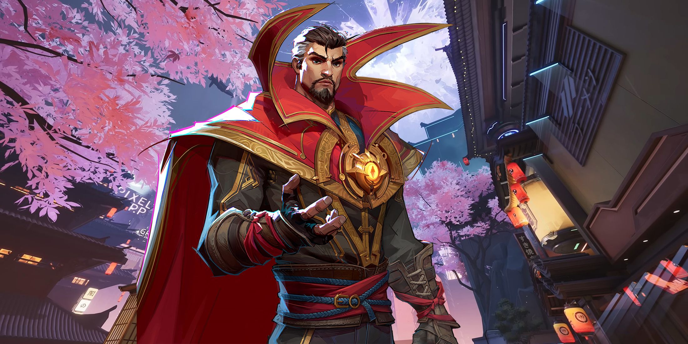 Marvel Rivals Doctor Strange set against the Tokyo map backdrop