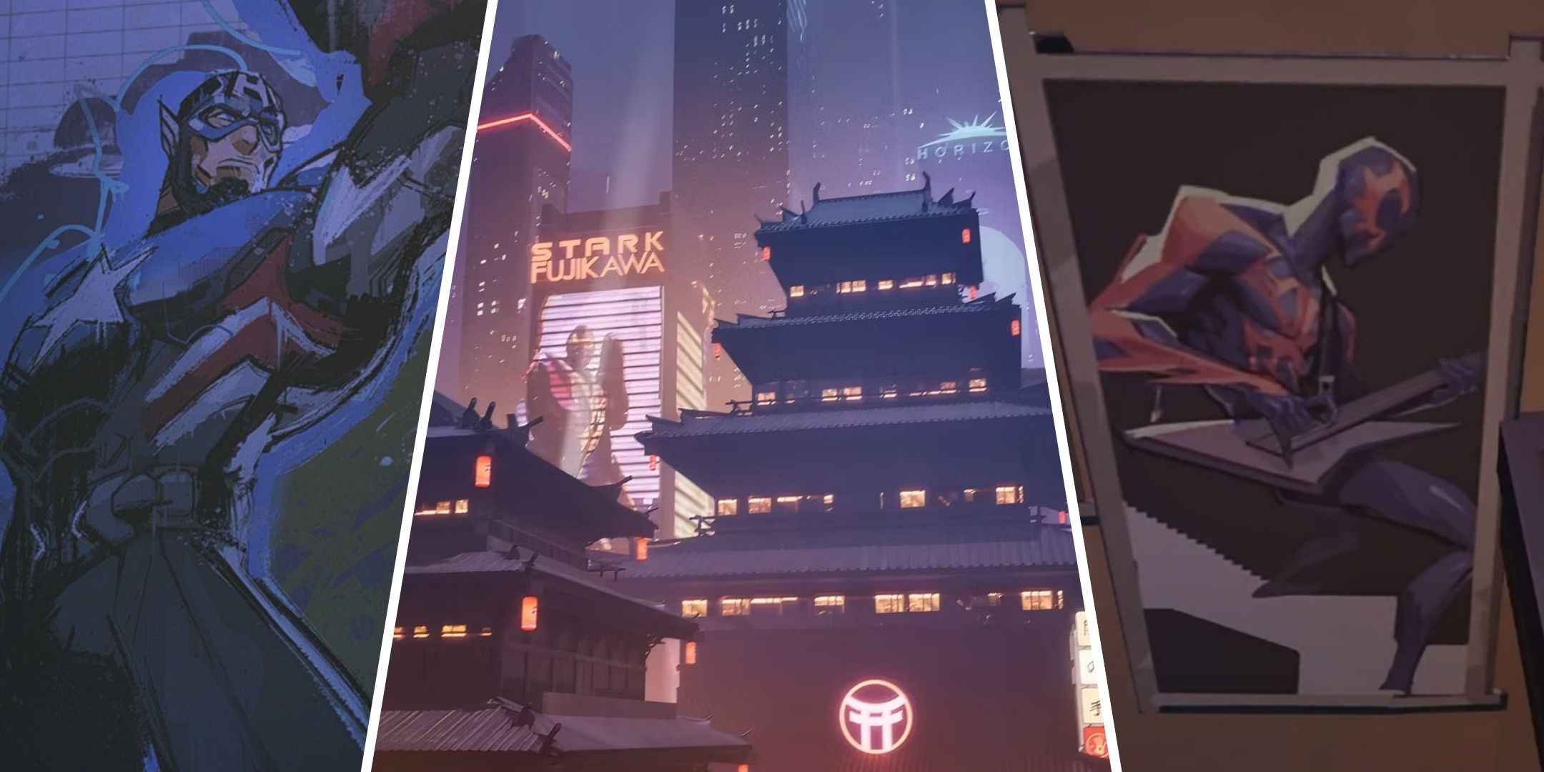 Captain America, Tokyo 2099, and Spider-Man 2099 (Miguel O'Hara) in Marvel Rivals