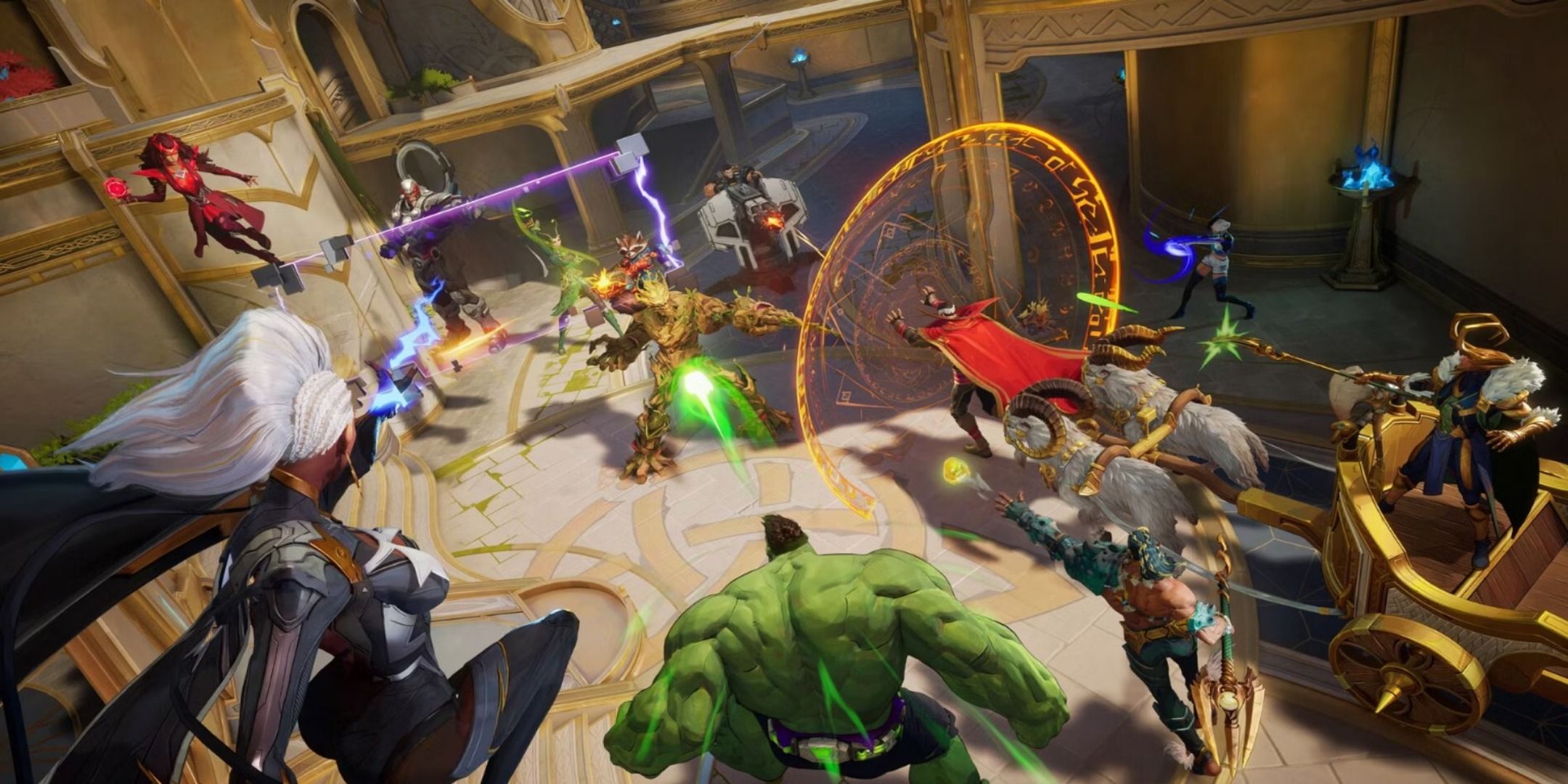 A team fight in Marvel Rivals.