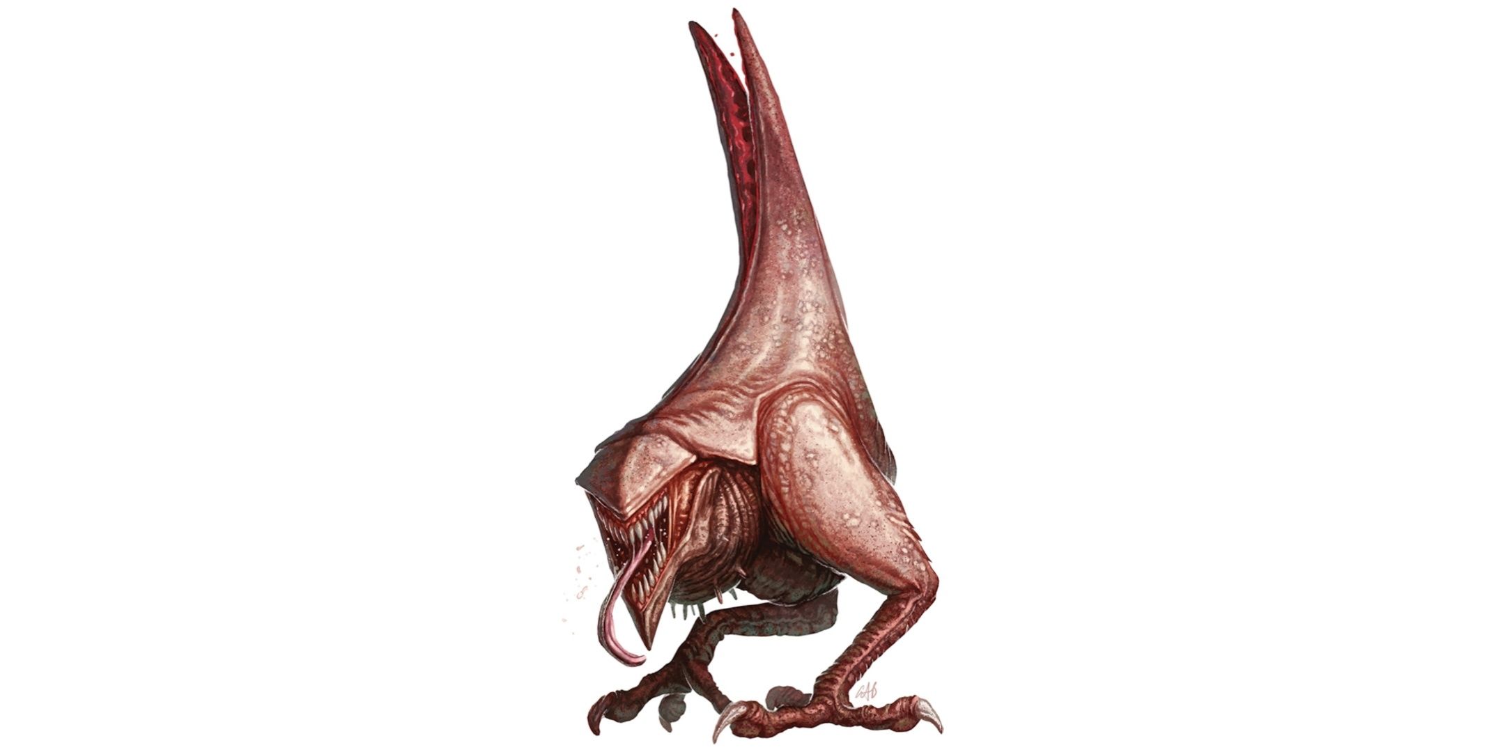 A demonic creature shaped like a tear drop, with the feet of a chicken.