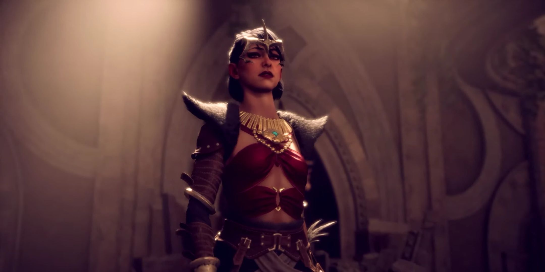 Morrigan wearing Flemeth's crown in Dragon Age The Veilguard.