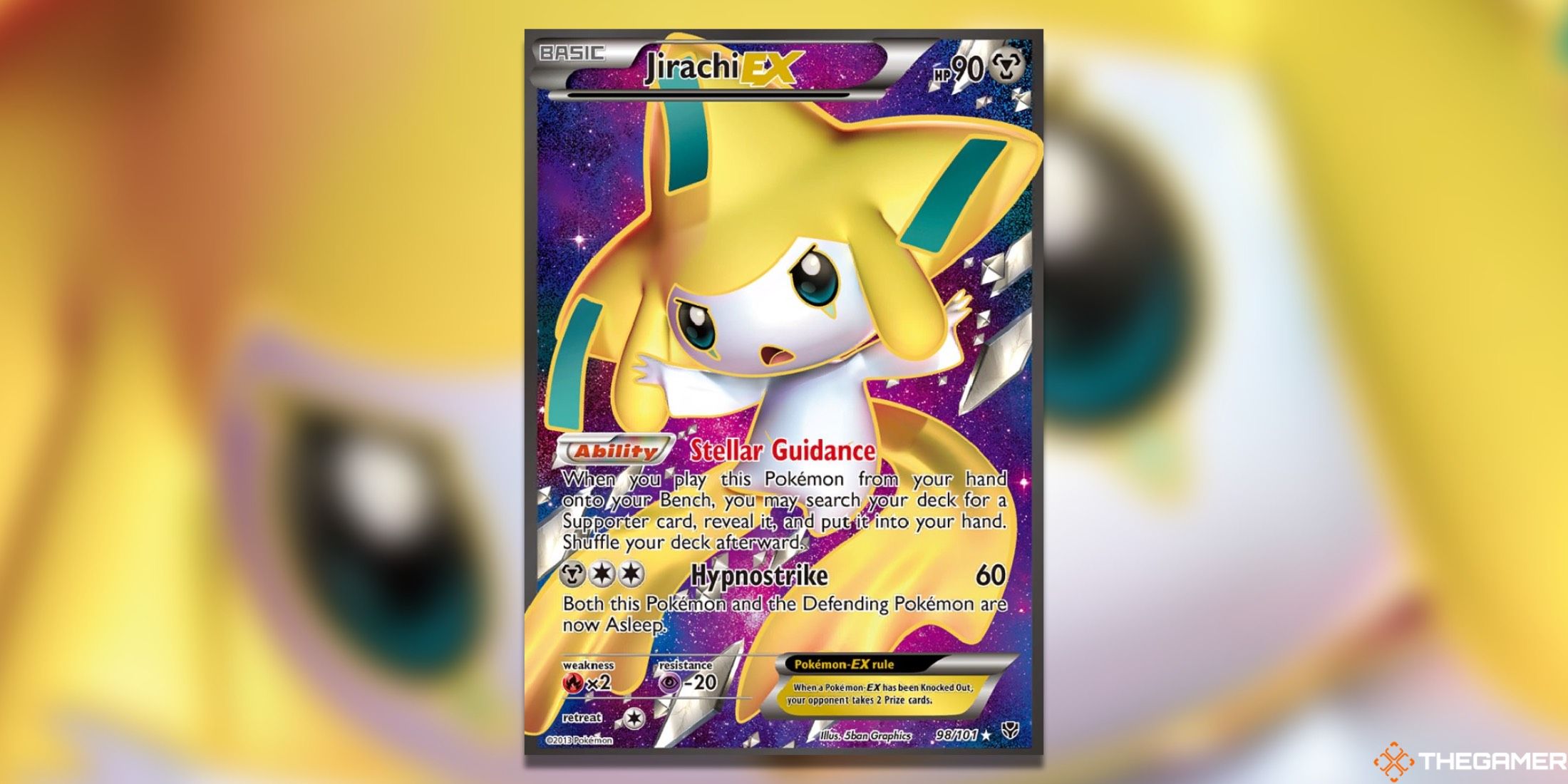 The Jirachi from Plasma Blast in the Pokémon Trading Card Game.