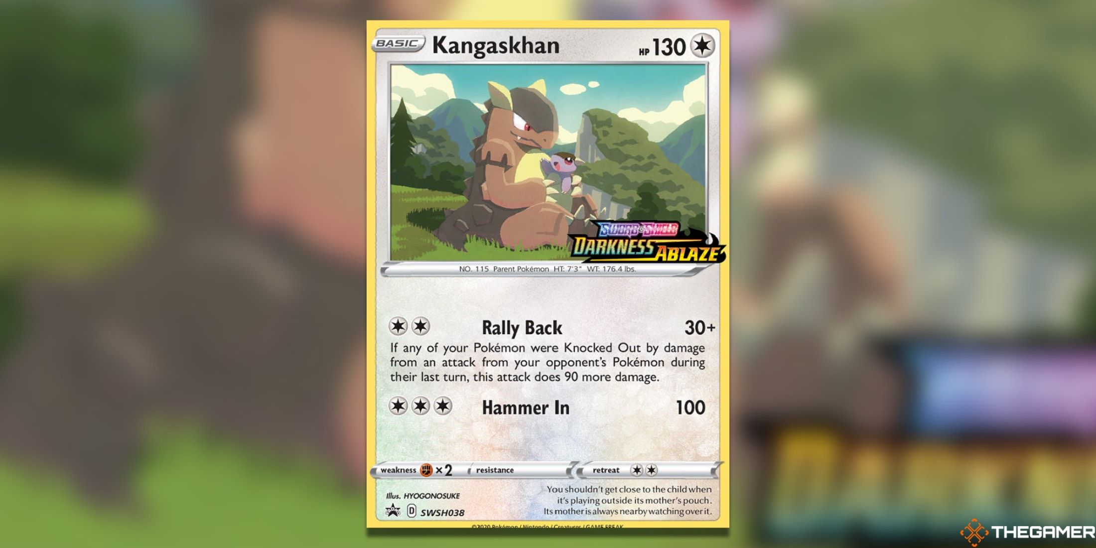 The Kangaskhan SWSH promo prerelease from the Pokémon Trading Card Game.