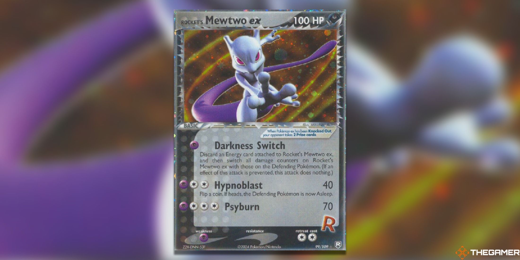 The Mewtwo ex from Team Rocket Returns in the Pokemon TCG.