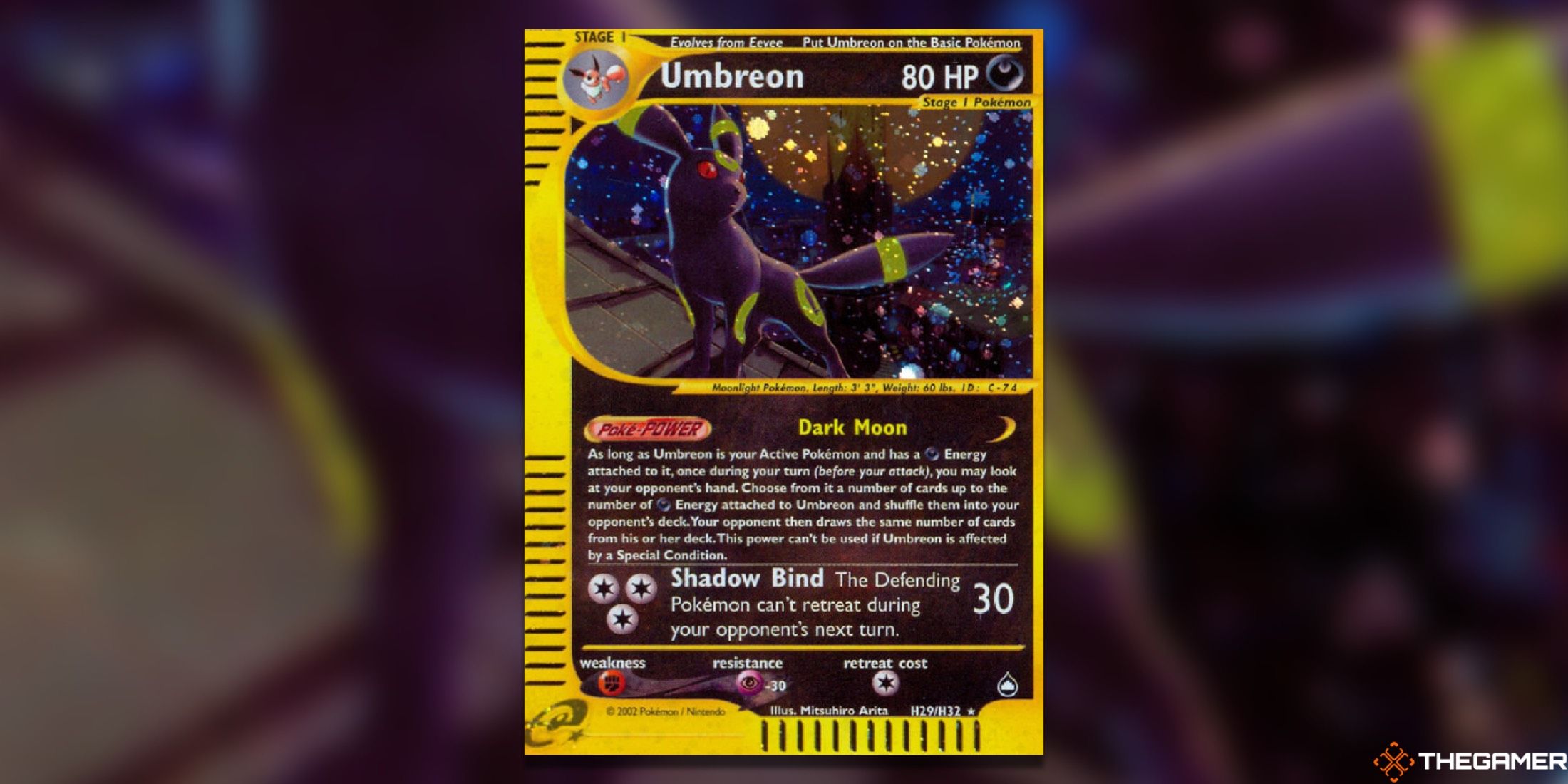 Umbreon Aquapolis Holo Rare from the Pokémon Trading Card Game.