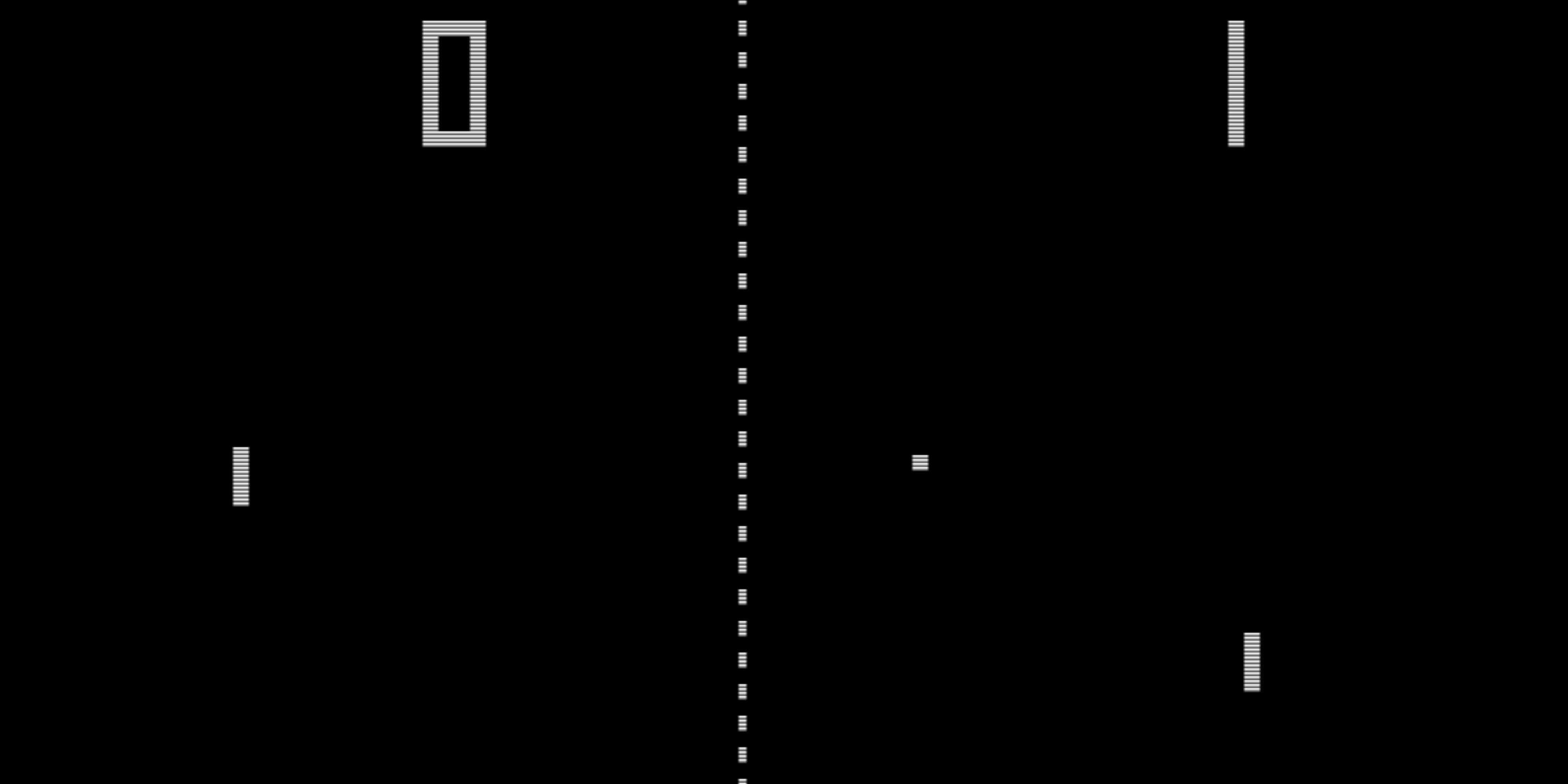 Pong paddles with the score at 0-1