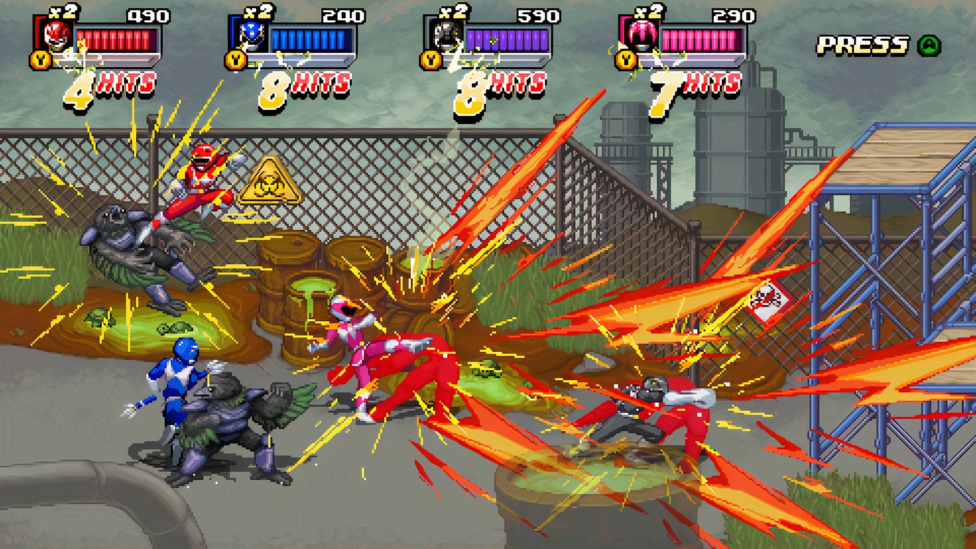 A full-screen battle in Power Rangers: Rita's Rewind.