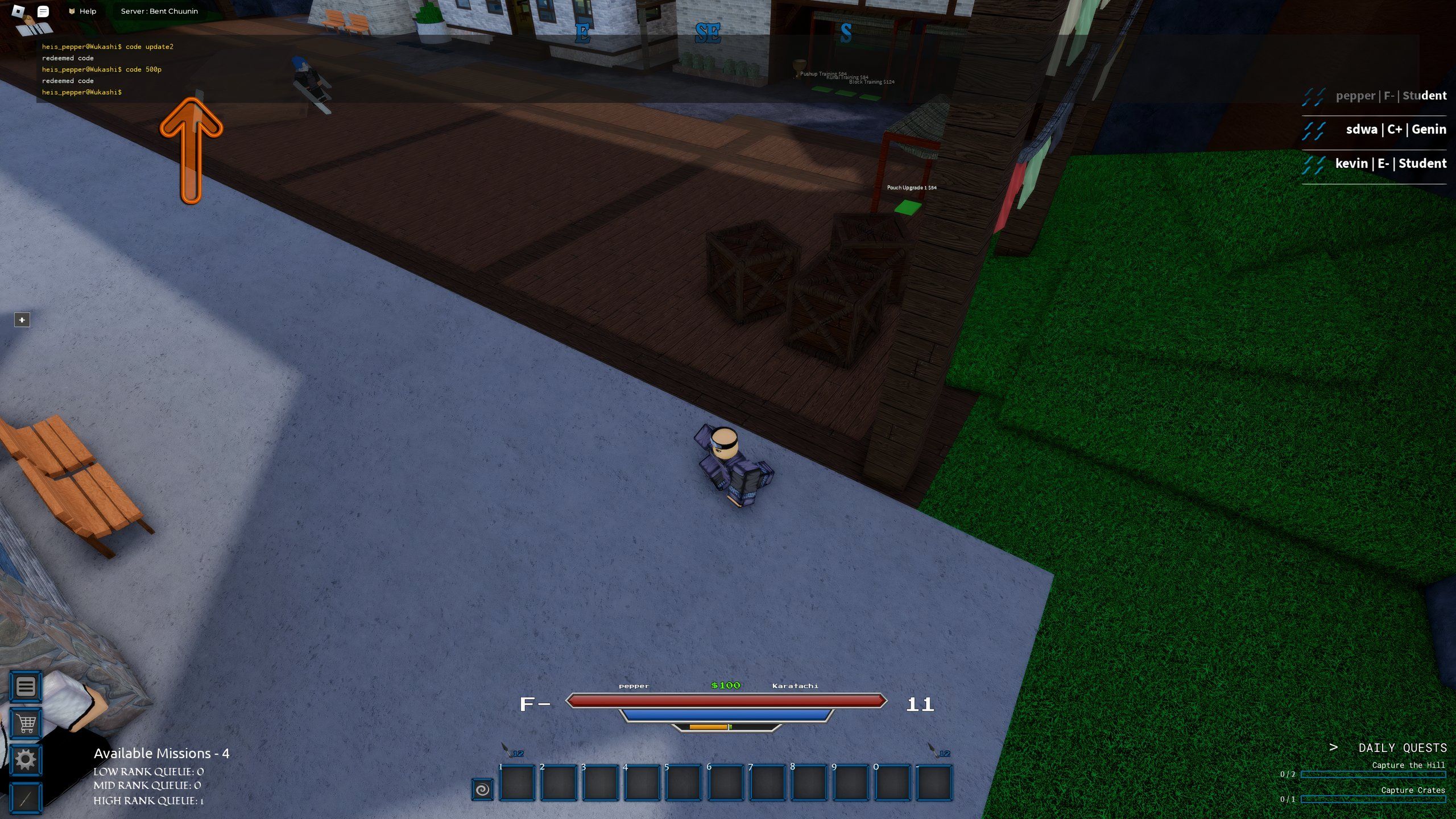 the command panel in Wukashi on Roblox