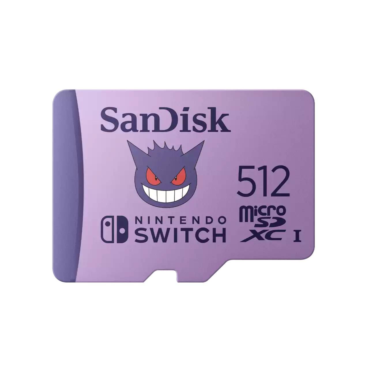 The Gengar and Pokemon branded Micro SD card for Nintendo Switch.